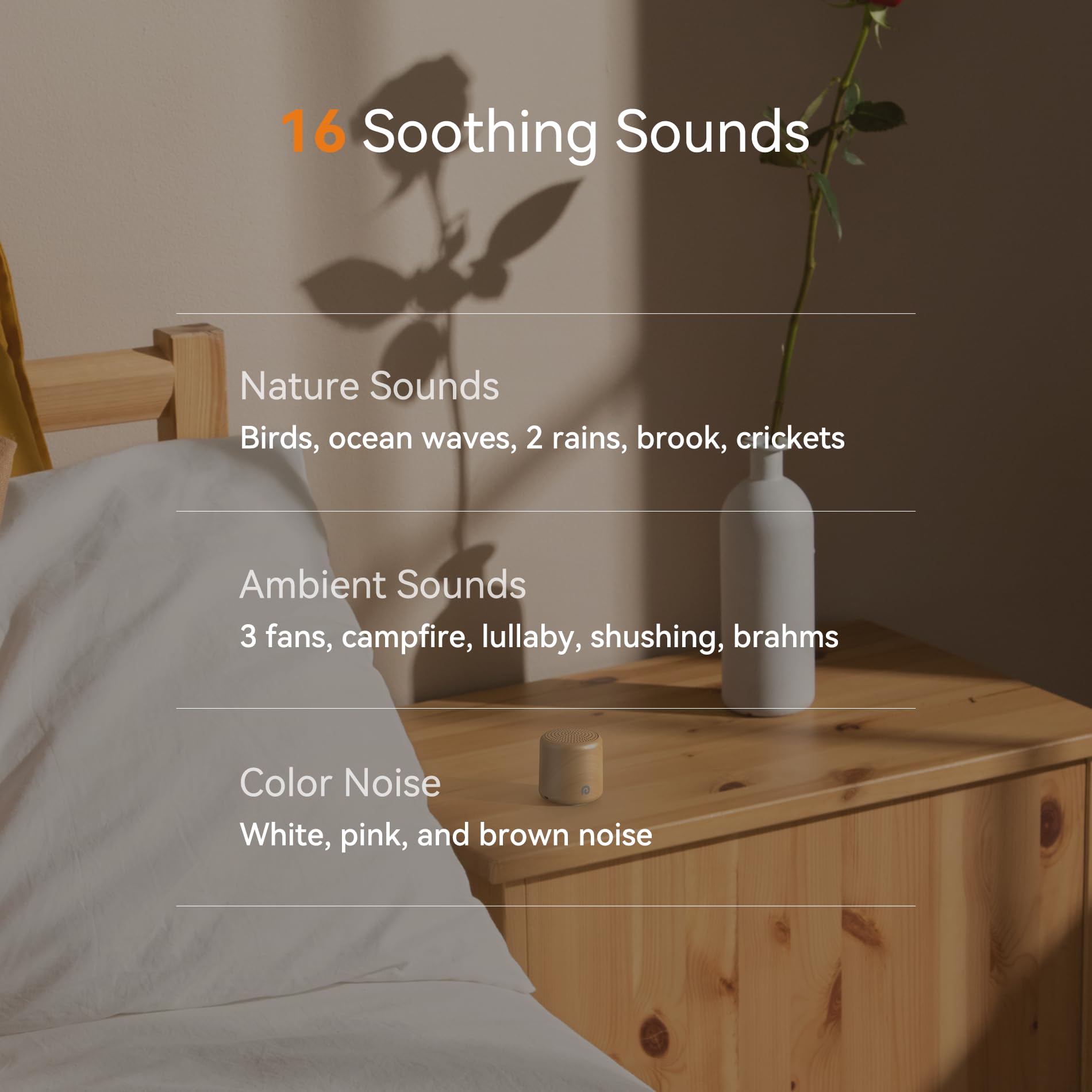 Dreamegg Pocket Sleep Sound Machine – Travel-Size, 16 Sounds, 1000mAh Battery, USB-C