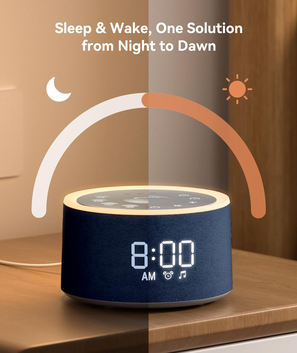 Dreamegg D1+ Sound Machine & Alarm Clock – 29 Sounds, Dimmable Night Light
