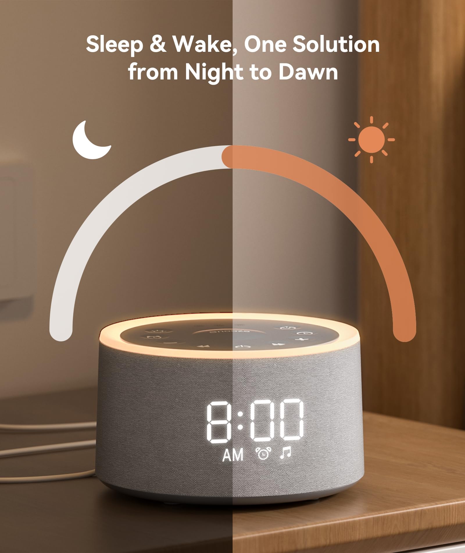Dreamegg D1+ Sound Machine & Alarm Clock — 29 Soothing Sounds, Dimmable Night Light