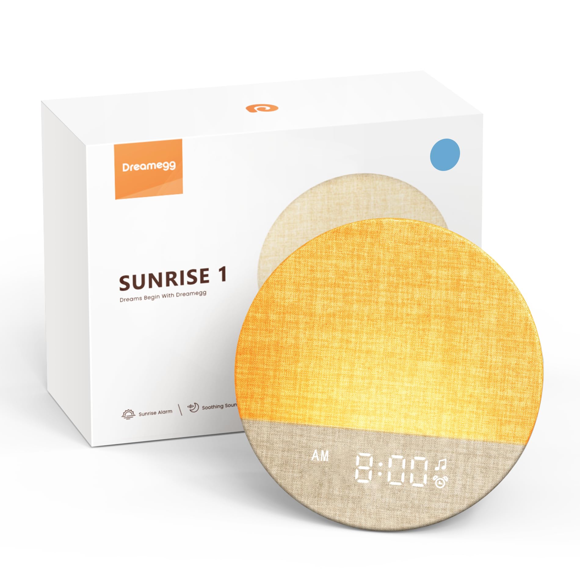 Dreamegg Sunrise 1 – Sunrise Alarm Clock, 29 Sounds, Dimmable Night Light, Customizable Sleep Routines | Blue