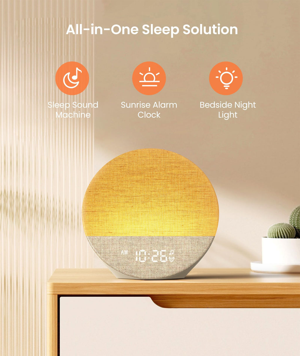 Dreamegg Sunrise 1 – Sunrise Alarm Clock, 29 Sounds, Dimmable Night Light, Customizable Sleep Routines | Blue