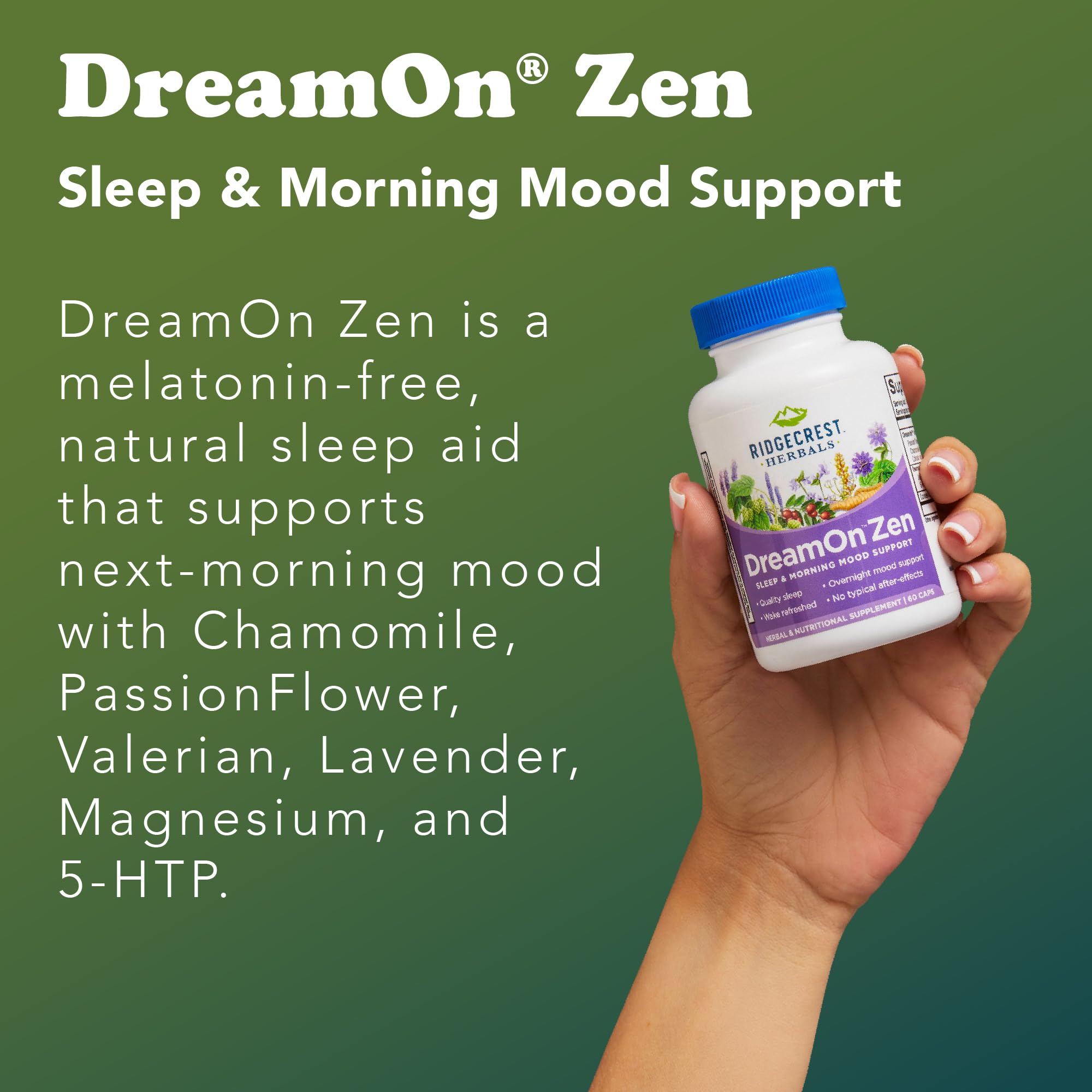 Ridgecrest DreamOn Zen Sleep Support – Melatonin Free (60 Caps, 30 Servs)