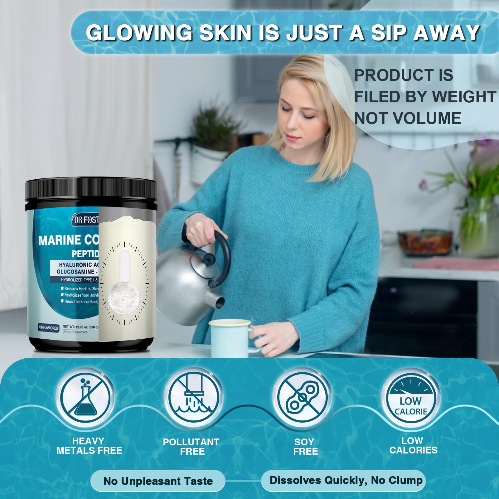 DRFOSTER Marine Collagen Peptides Powder – Joint Support | Wild-Caught Fish | 35 Servings