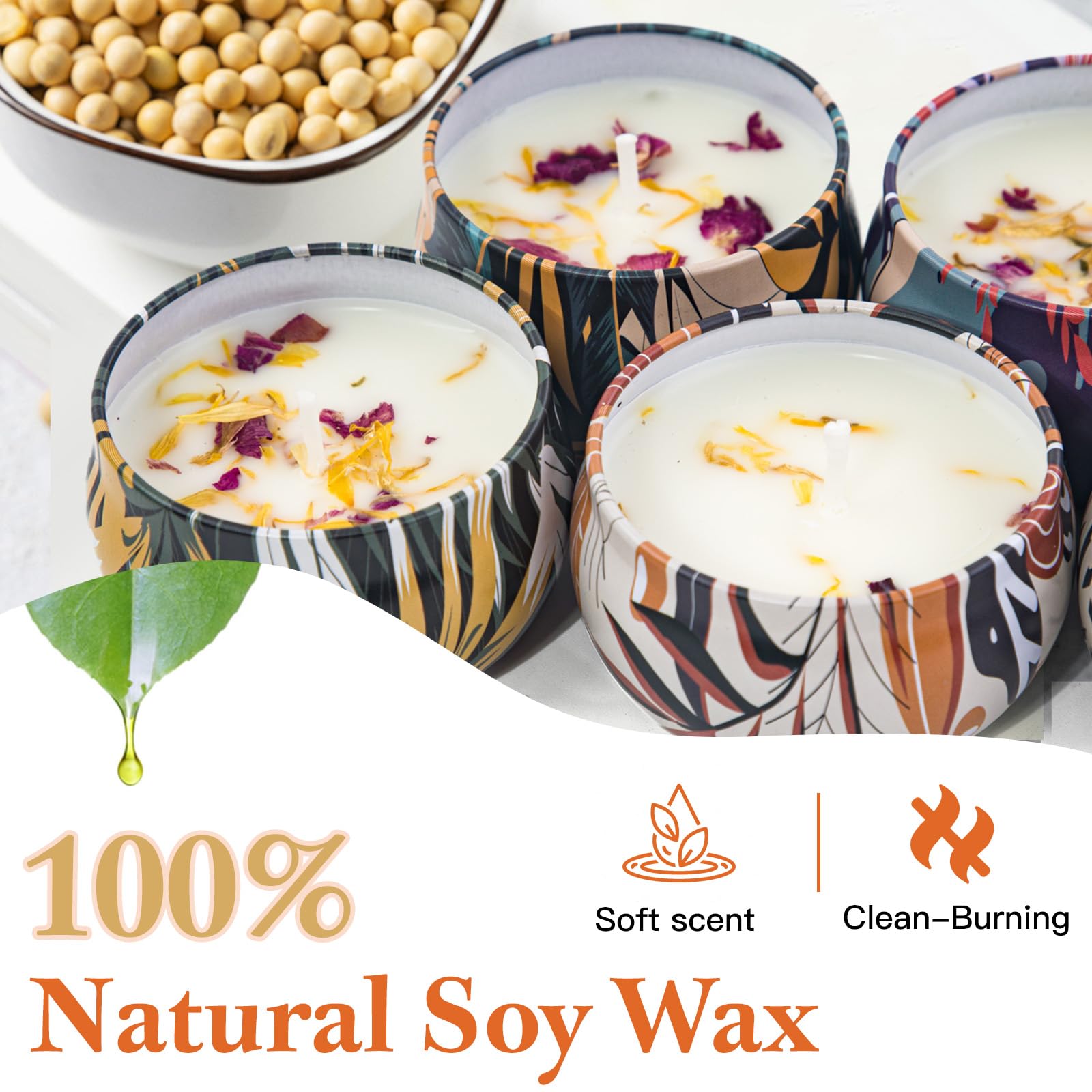 Soy Wax Candle Gift Set – 16 Pack with Dried Flowers | Aromatherapy Gifts