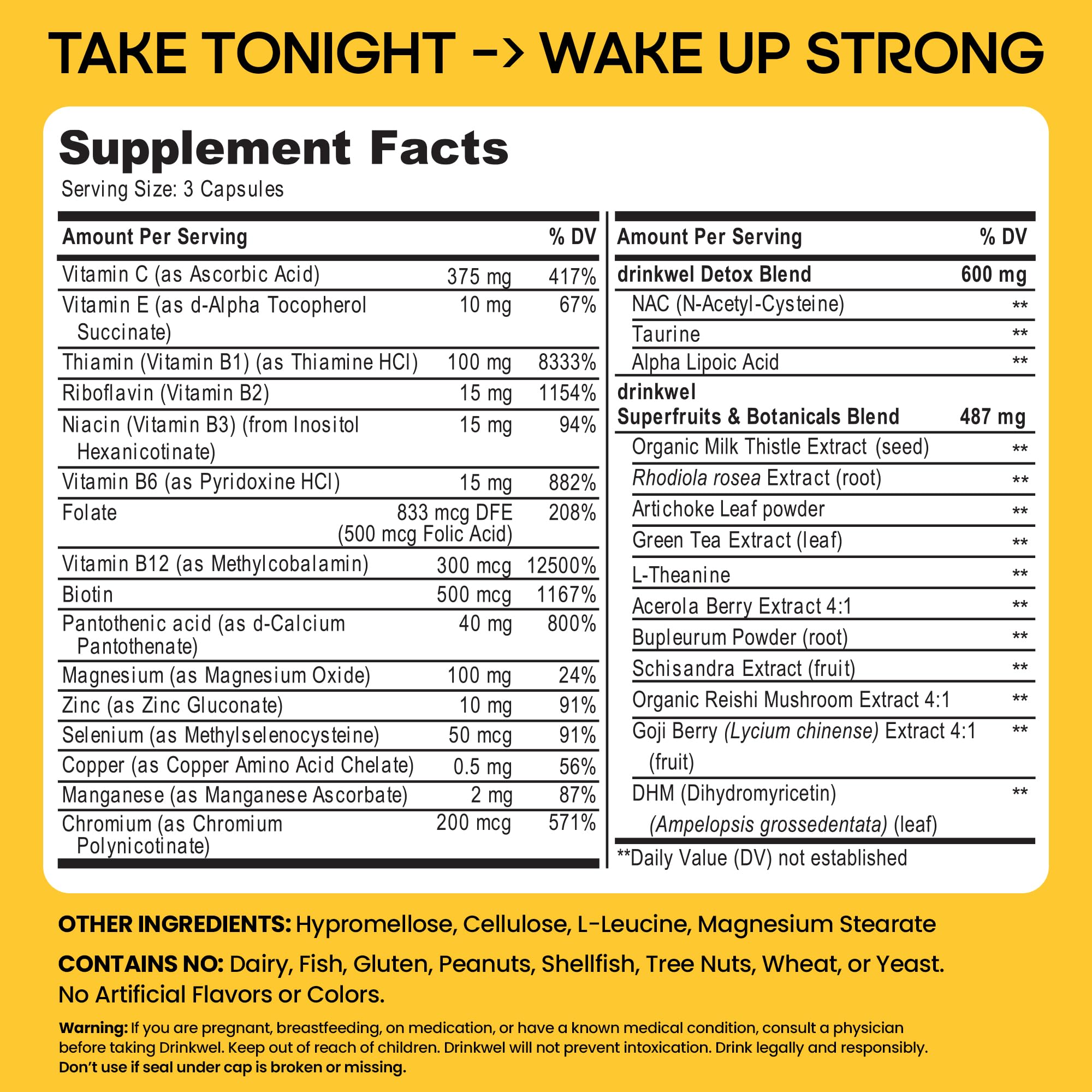 Drinkwel Premium Multivitamin Supplement – 3 x 90 Capsules for Morning Recovery, Liver & Immune Support