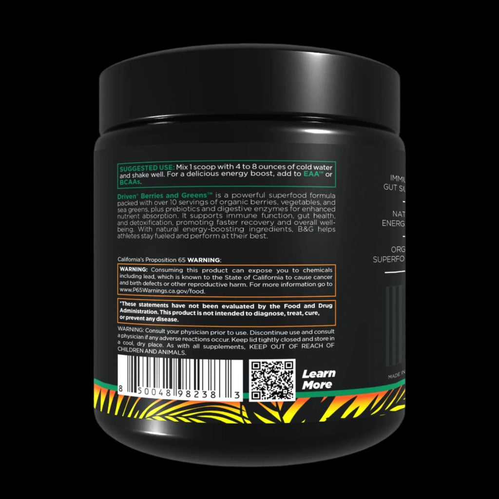 Driven B&G Berries & Greens Superfood Powder – Citrus Delight, 30 Servings