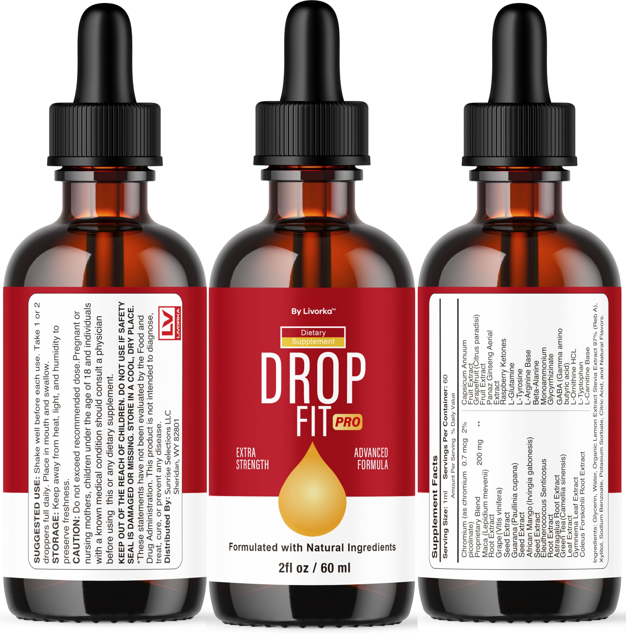 (3 Pack) Drop Fit Pro Drops - All Natural Liquid Drops Supplement | Drop Fit Pro - 3 Bottles for 3 Months