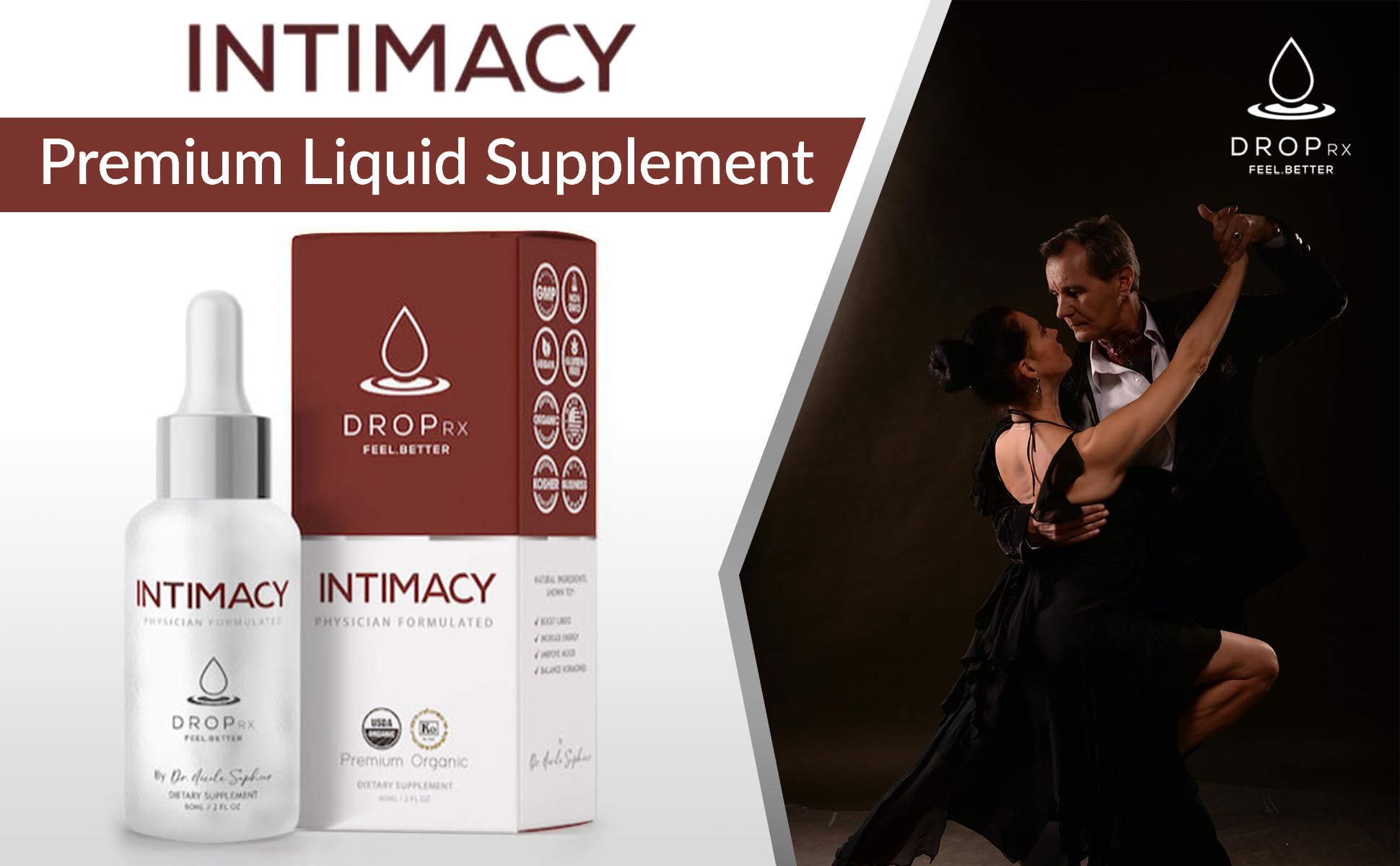 Drop Rx Intimacy by Dr. Nicole Saphier – Organic Maca, Ginkgo & Tribulus Liquid Supplement (USA Made)