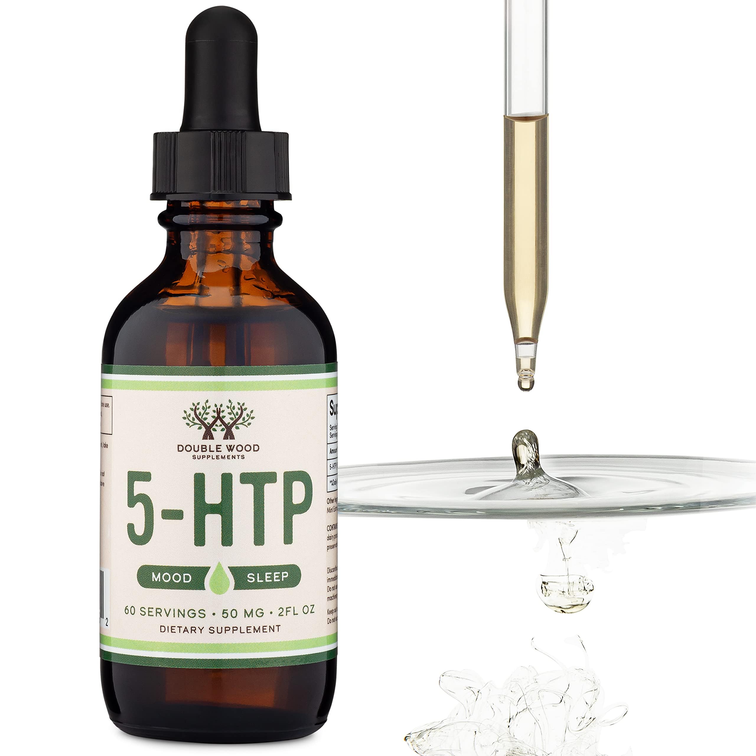 5-HTP Liquid Drops – 60 Servings of 50mg 99%+ 5-HTP | Serotonin Support by Double Wood