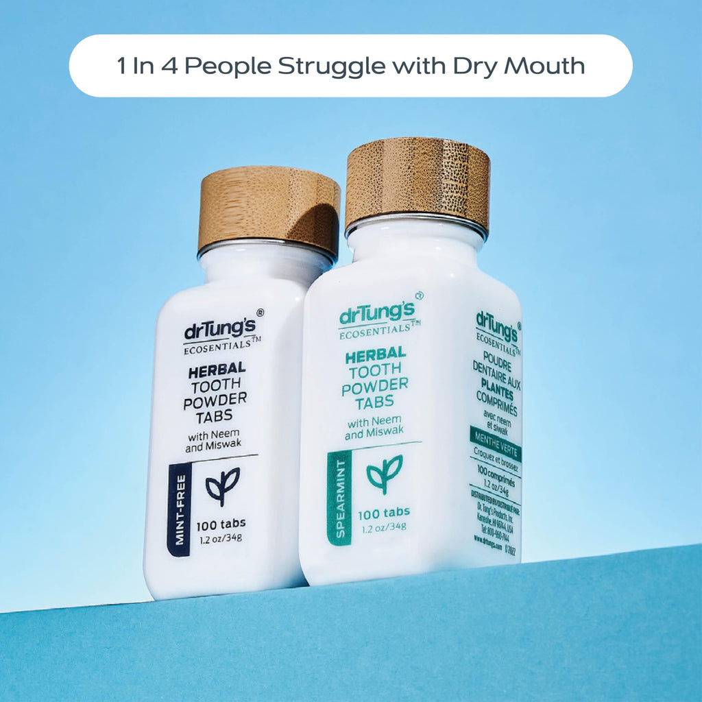drTung's Herbal Toothpaste Tablets – Spearmint (100 Tabs) | Dry Mouth Relief, Fluoride Free, Vegan, Non-GMO