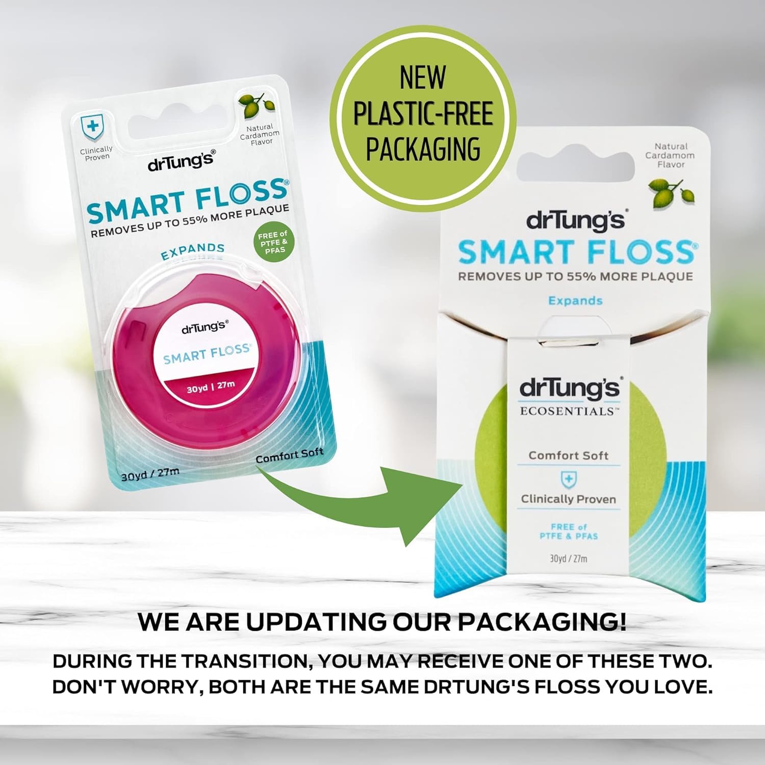 DrTung's Smart Floss - Natural Expanding Floss | Cardamom Flavor | BPA Free | Pack of 3