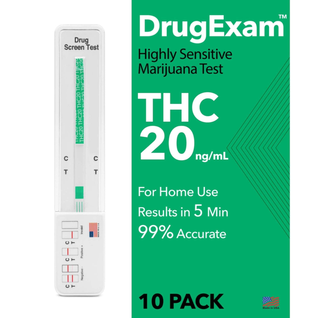 10 Pack DrugExam THC 20 ng/mL Urine Test Kit – Highly Sensitive Marijuana Detection