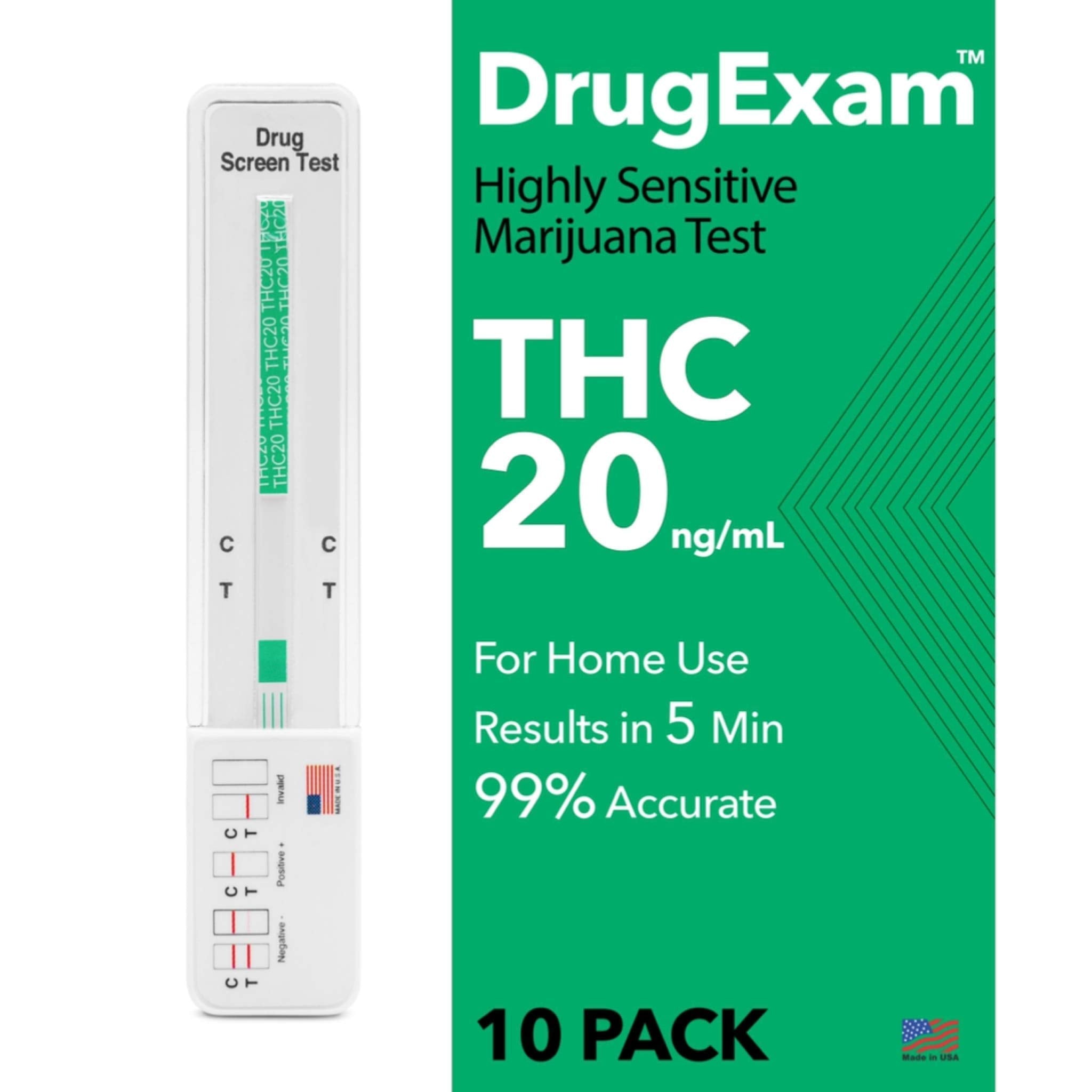 10 Pack DrugExam THC 20 ng/mL Urine Test Kit – Highly Sensitive Marijuana Detection