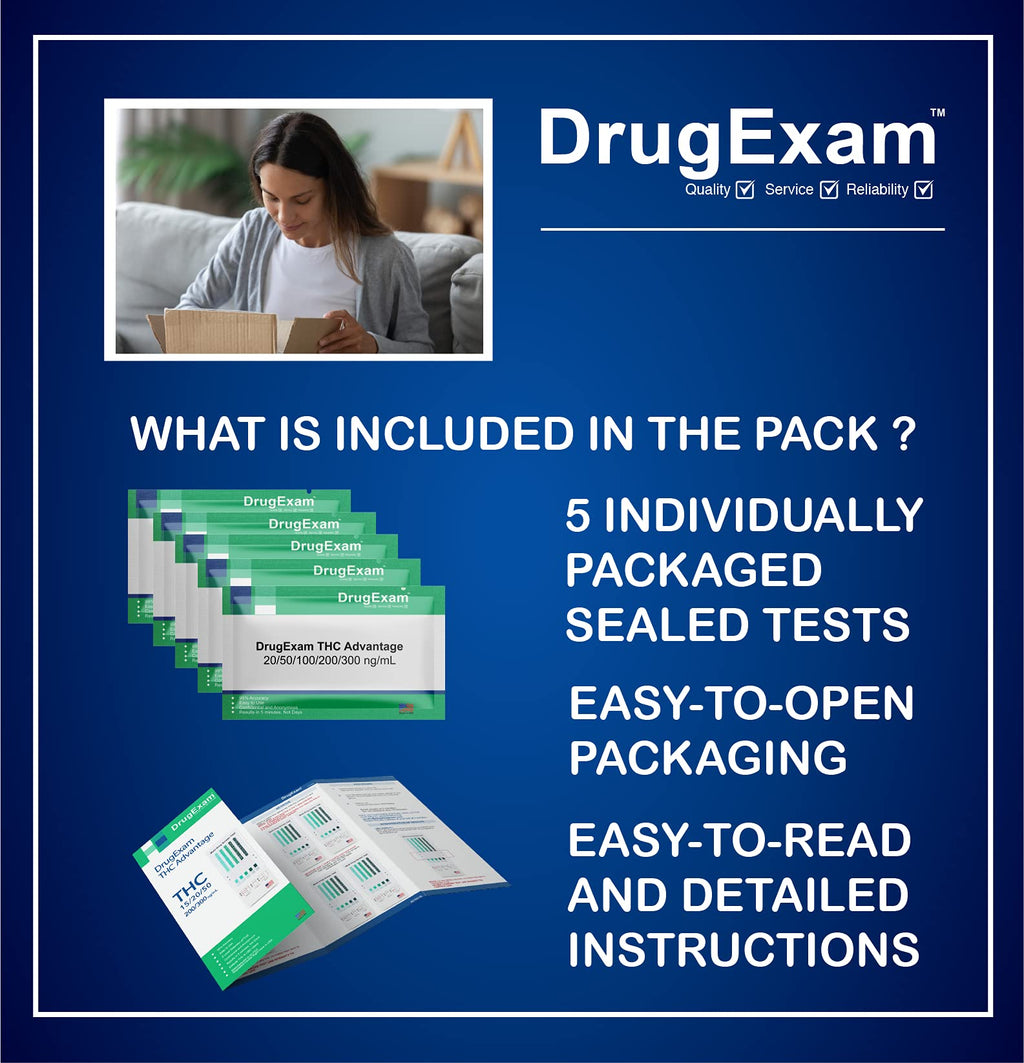 5 Pack DrugExam Marijuana Test Dip Card – Cannabinoids Rapid Test (5 Min)