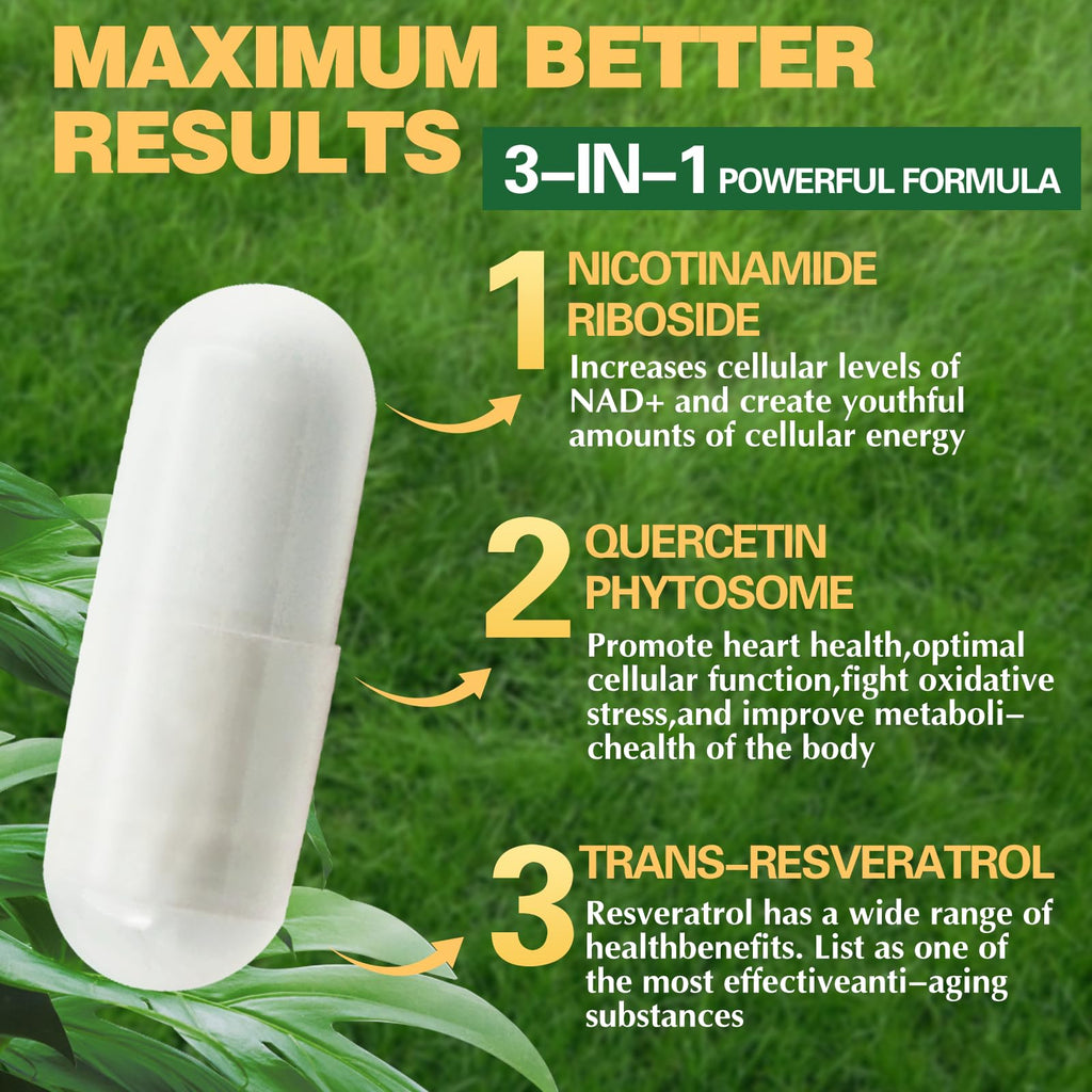 150 Caps NAD+ Trans-Resveratrol 1000mg – Pure Organic Liposomal NAD+ with Nicotinamide Riboside & Resveratrol for Women | Pwerd
