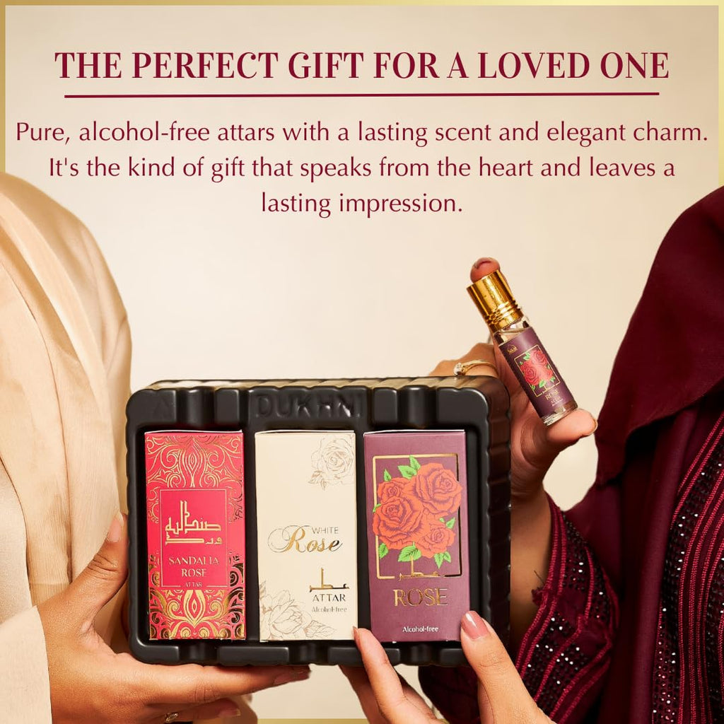Dukhni Rose Attar Set | 3x6ml Pure Arabic Fragrance Oils