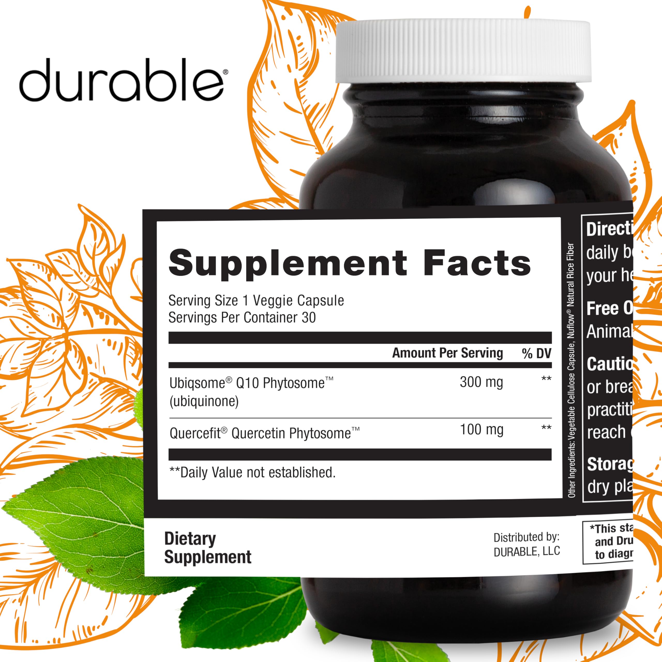 Durable CoQ10 Phytosome 300mg with Quercetin – 9X Absorption, Made in USA