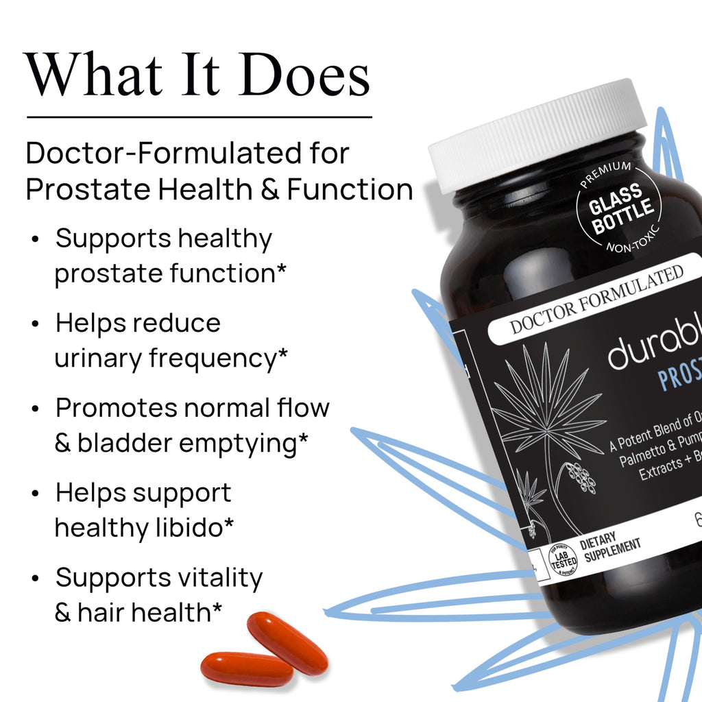 Durable Prostate – Organic USPlus Saw Palmetto + Beta-Sitosterol | Doctor-Formulated, Made in USA (180 Softgels)