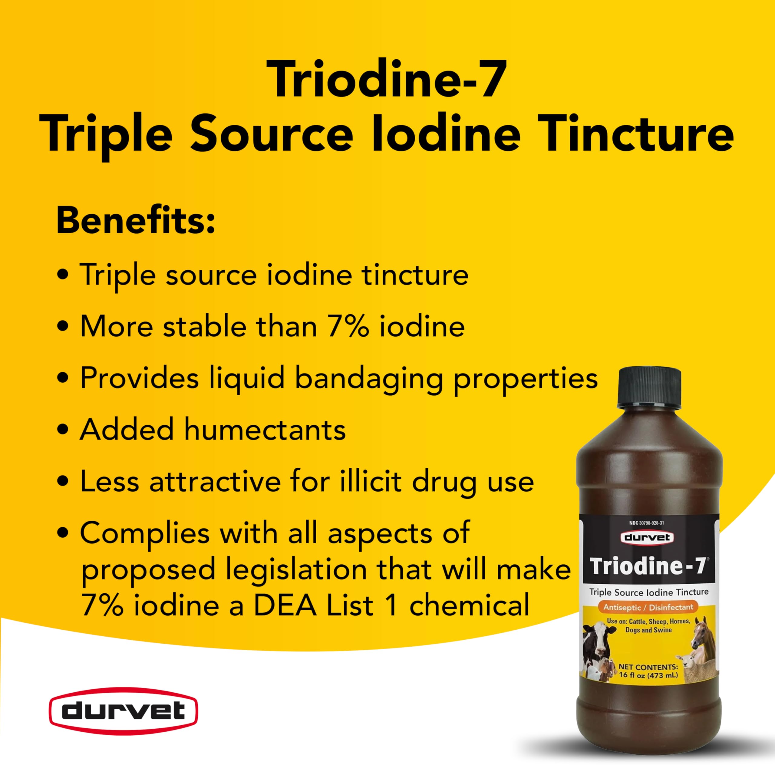 Durvet Triodine-7-16 Ounce – Antiseptic Disinfectant with 7% Iodine