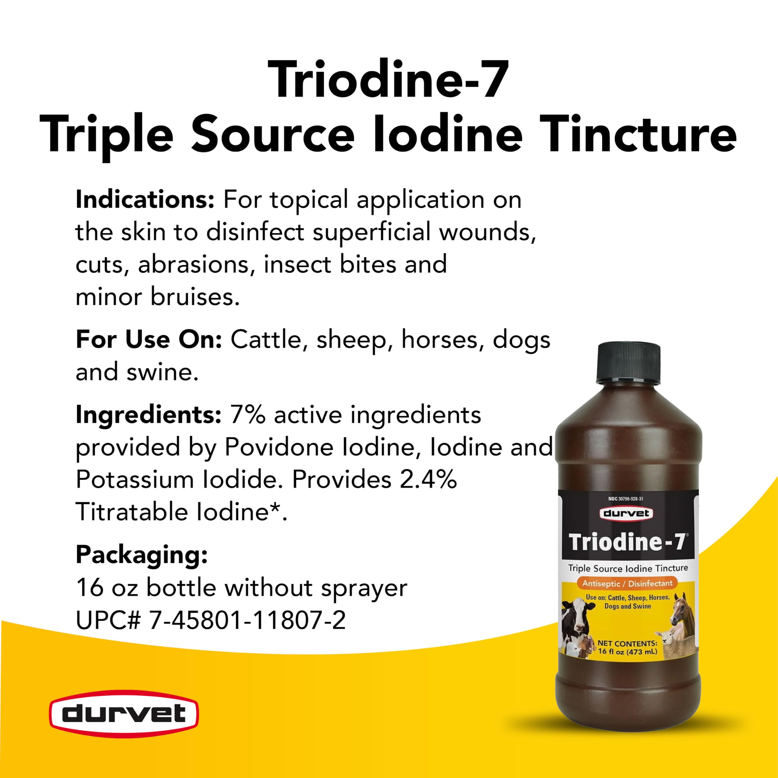 Durvet Triodine-7-16 Ounce – Antiseptic Disinfectant with 7% Iodine