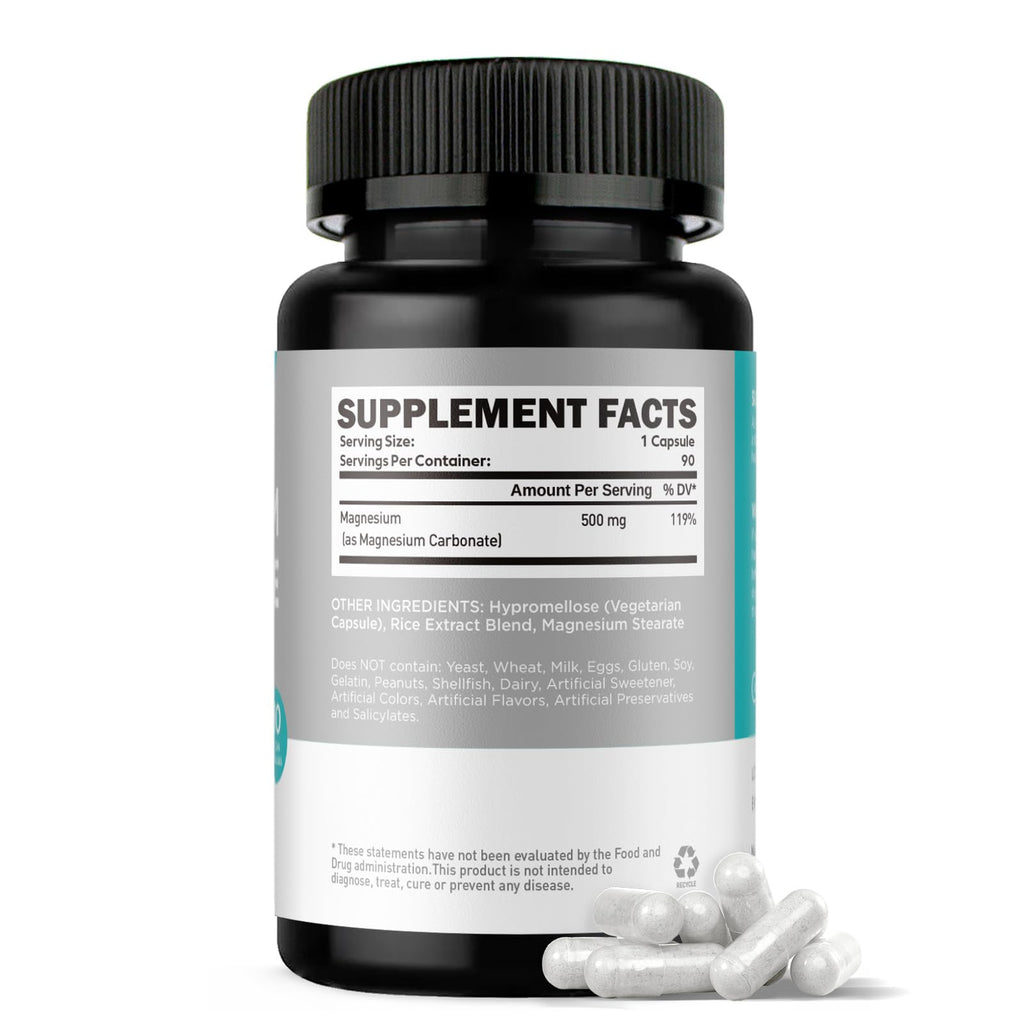 duwhot Magnesium Carbonate 500mg - High Absorption Digestive Health, 90 Capsules | Vegan, Non-GMO, Gluten-Free
