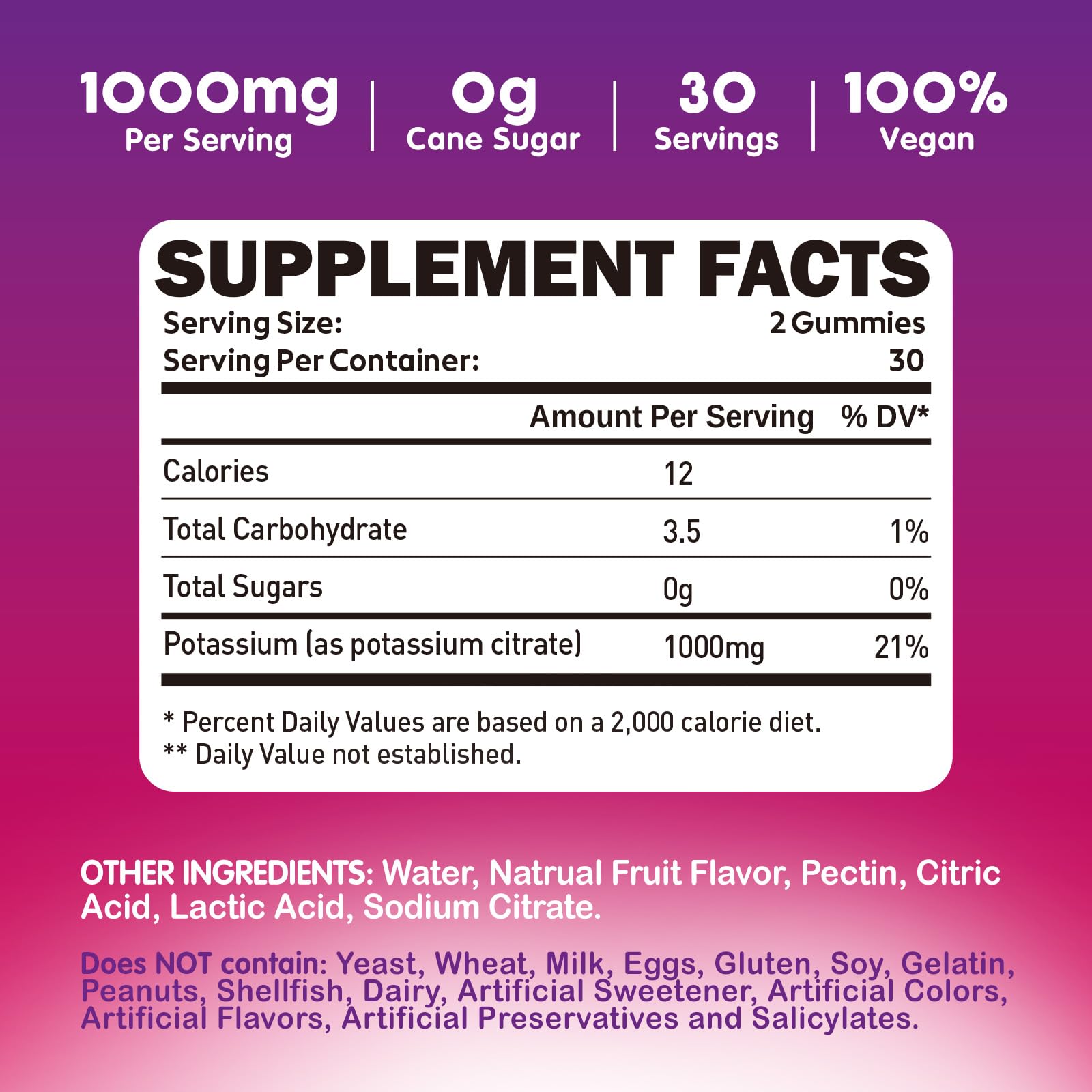 duwhot Potassium Citrate 1000mg Gummies – 120 Chewables | Leg Cramps & Muscle Health