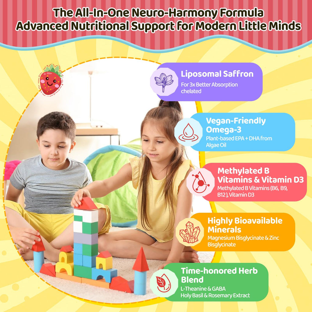 duwhot Liposomal Saffron Gummies for Kids – Focus & Brain Support, Vegan & Non-GMO