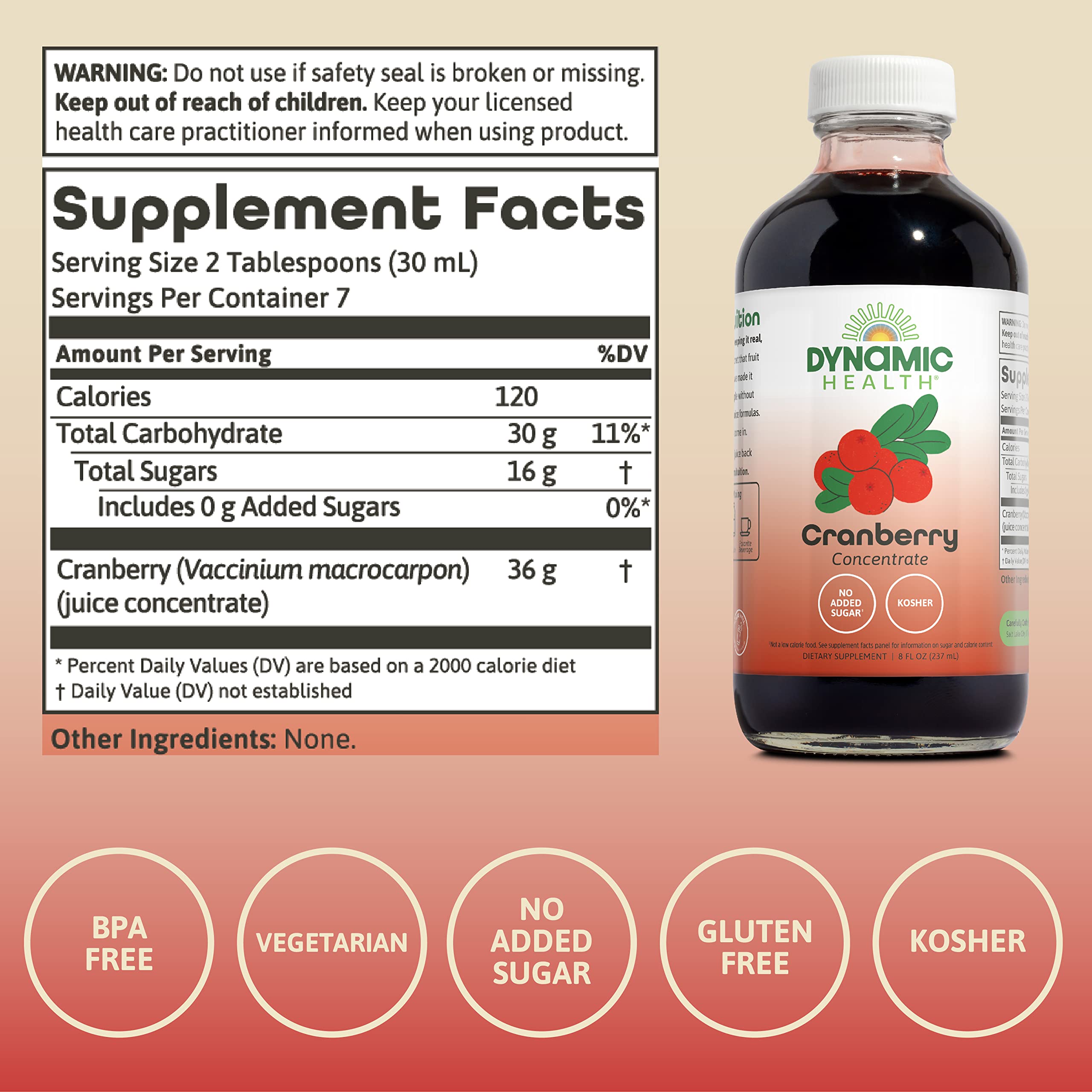 Dynamic Health Cranberry Juice Concentrate — Unsweetened, No Added Sugar, 8 Fl oz