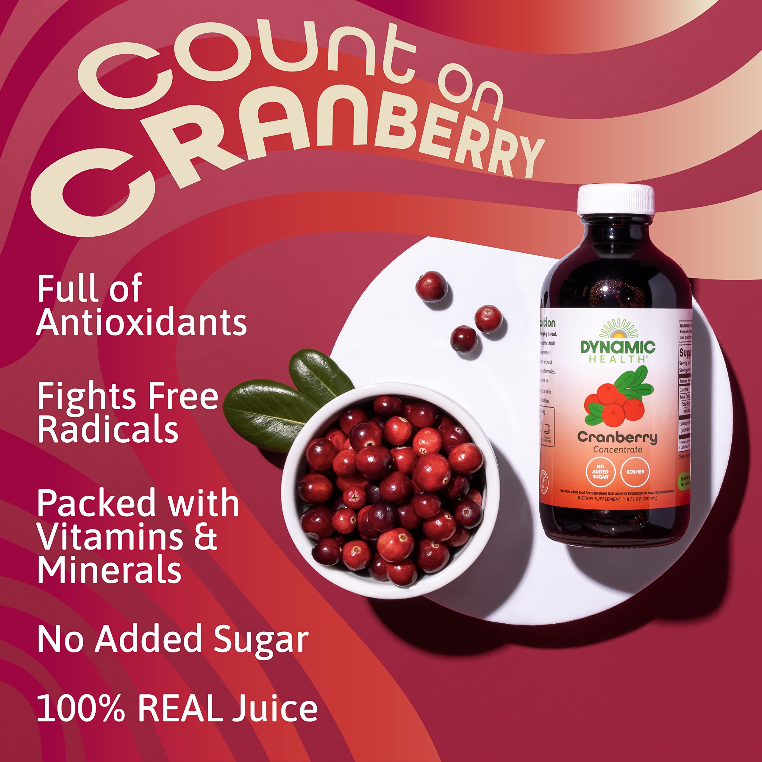 Dynamic Health Cranberry Juice Concentrate — Unsweetened, No Added Sugar, 8 Fl oz