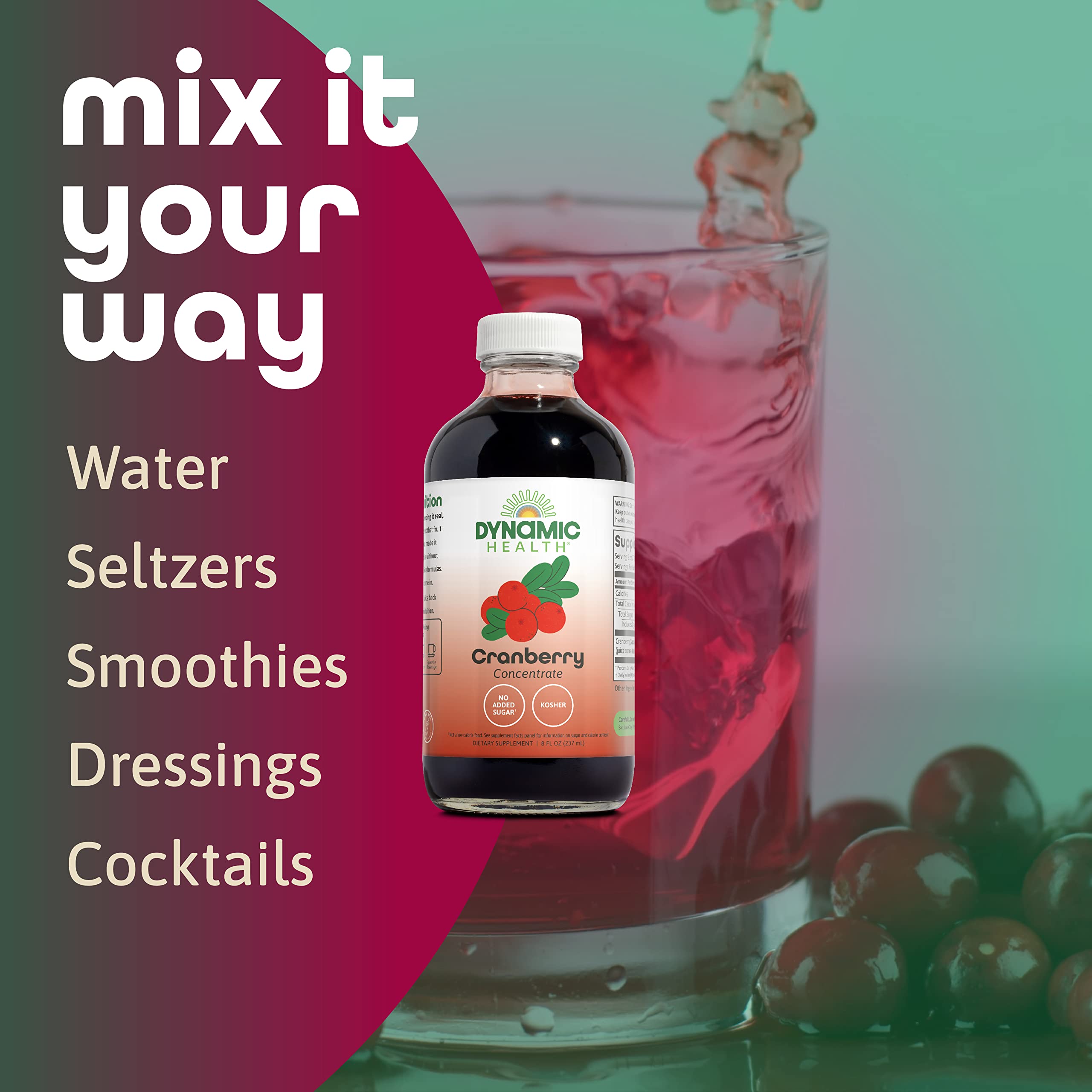 Dynamic Health Cranberry Juice Concentrate — Unsweetened, No Added Sugar, 8 Fl oz