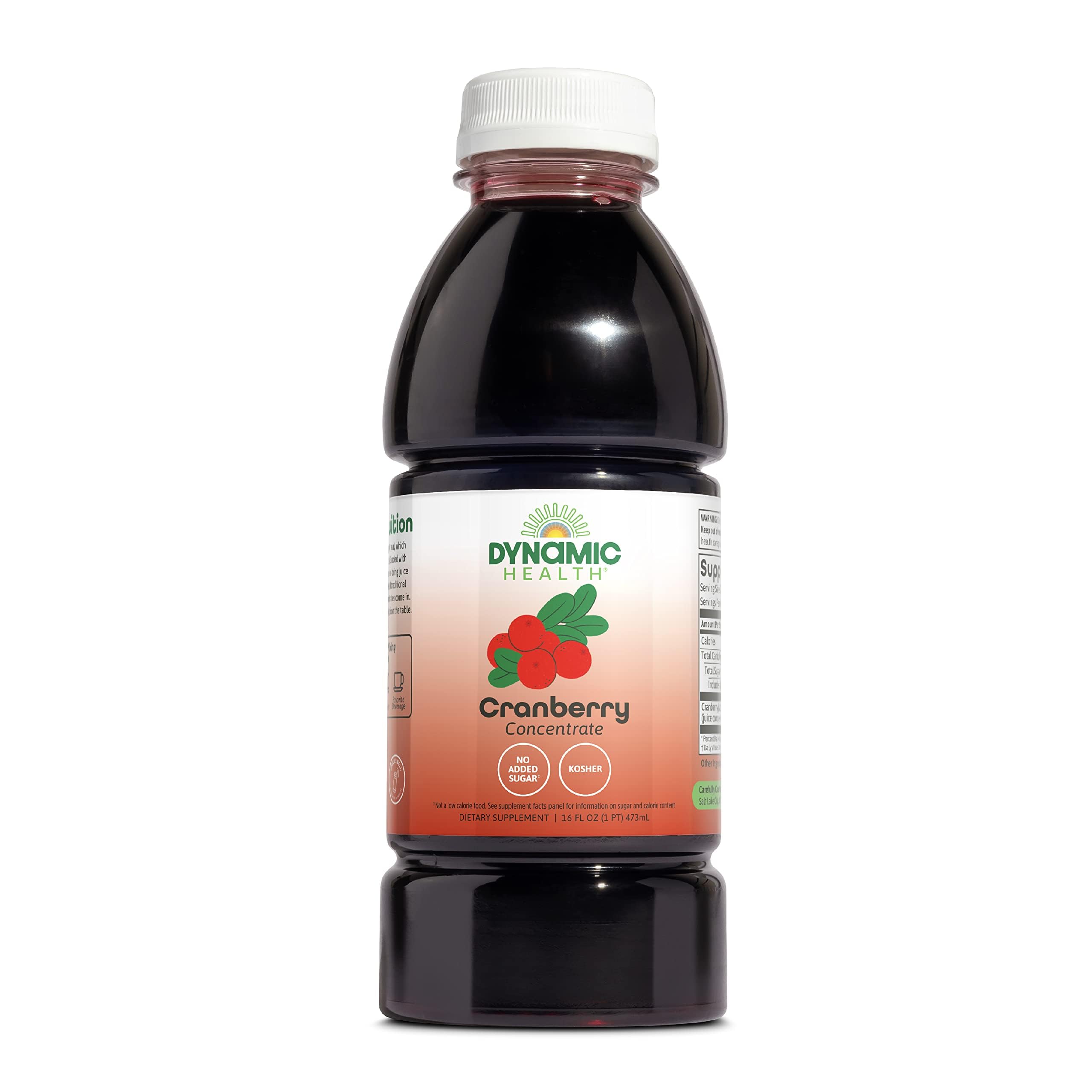 Dynamic Health Cranberry Unsweetened 100% Juice Concentrate – Natural Antioxidant, No Added Sugar, 16 Servings (16 oz)