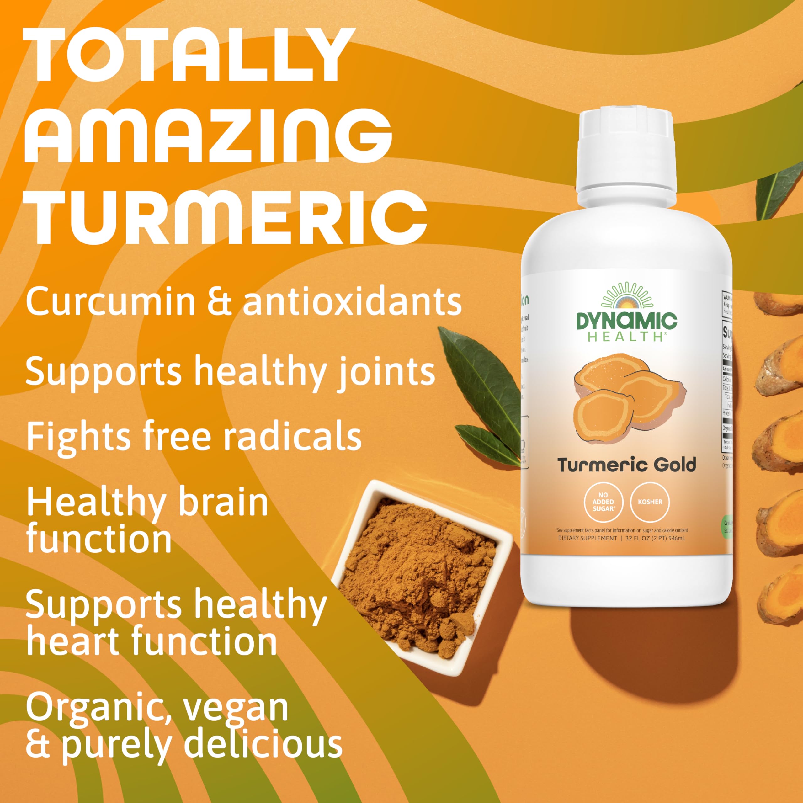 Dynamic Health Turmeric Gold – 100% Juice Turmeric Supplement, 32 Fl Oz