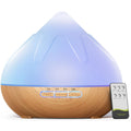 Dynooper 500ML Essential Oil Diffuser – 14-Color LED Night Light, Remote, Quiet Humidifier (Brown)