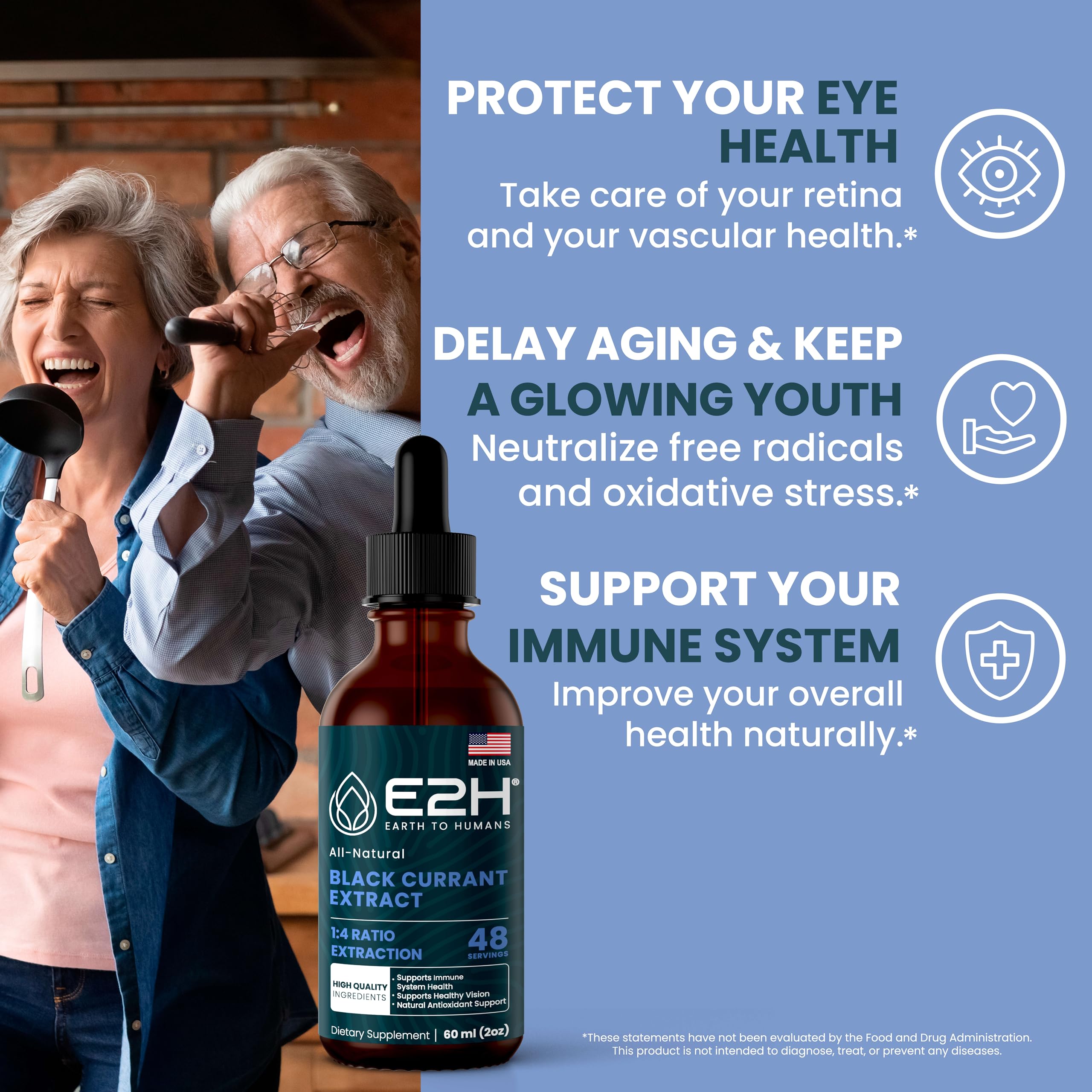 E2H Natural Black Currant Extract – Cold Pressed Seed, Immune Support, Fast-Absorbing Liquid (2 Bottles)