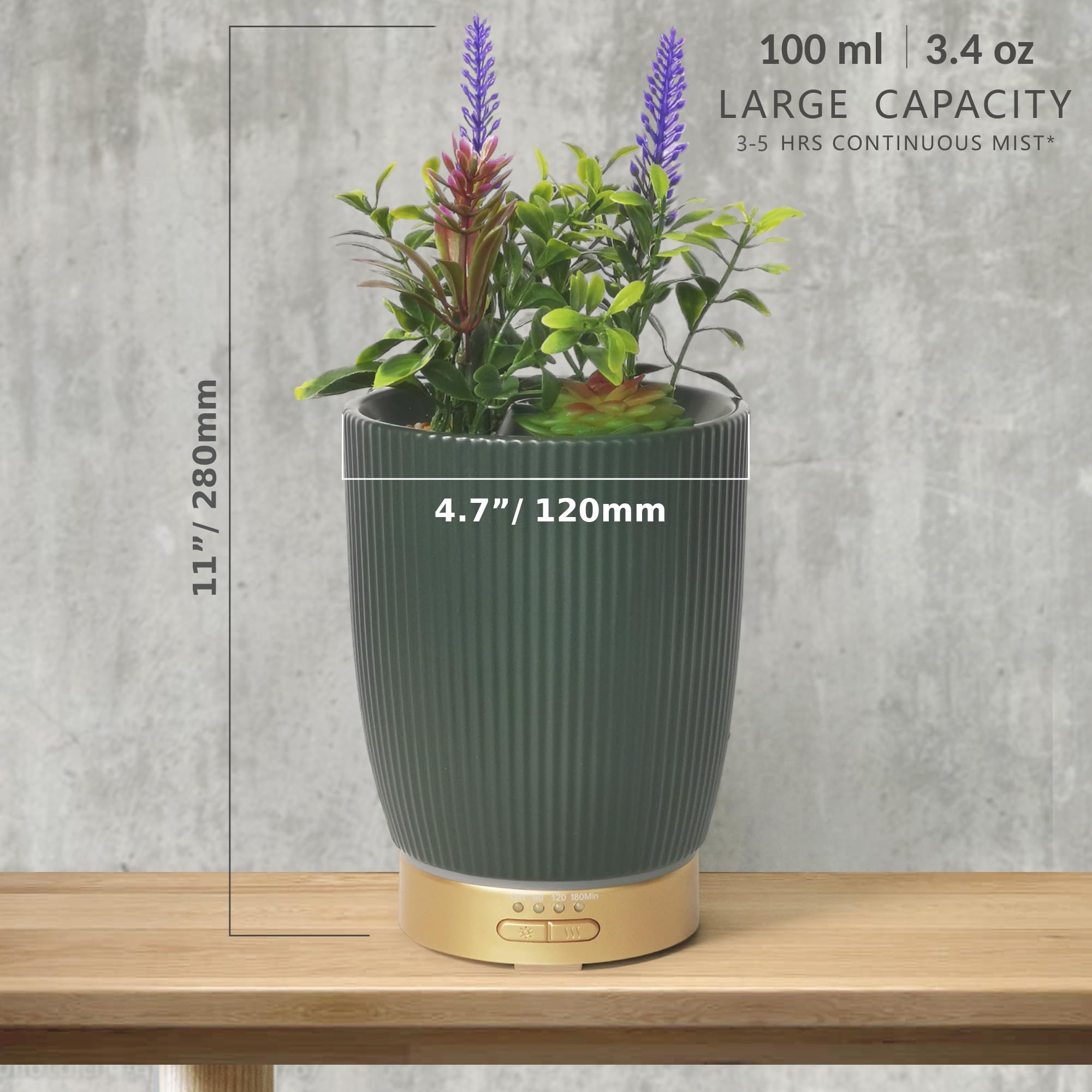 Earnest Living Ceramic Essential Oil Diffuser 100 ml – Aromatherapy Diffuser with Night Light & Auto Shut-Off