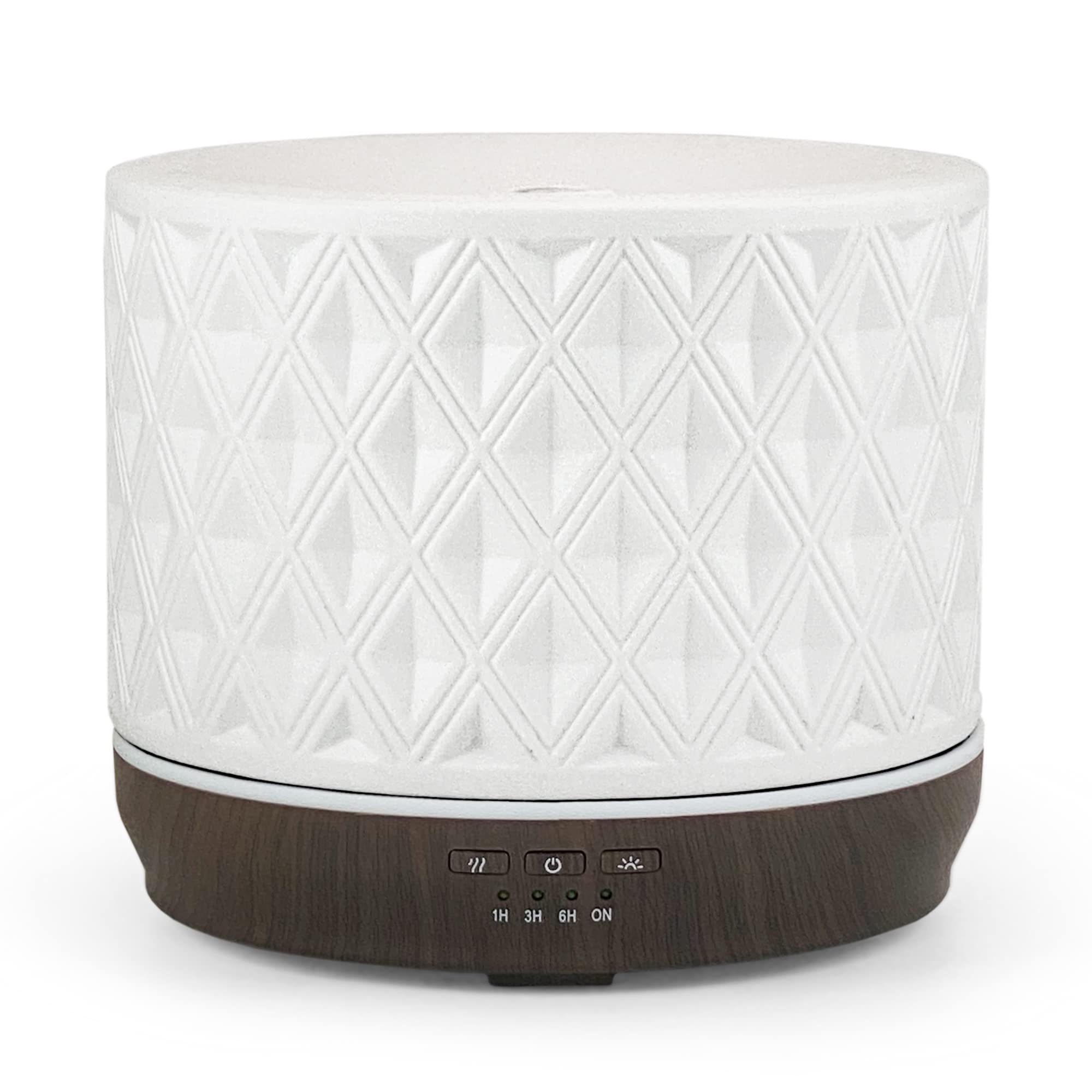 Earnest Living 500ml White Ceramic Diffuser – Aromatherapy, 4 Timers & Night Lights