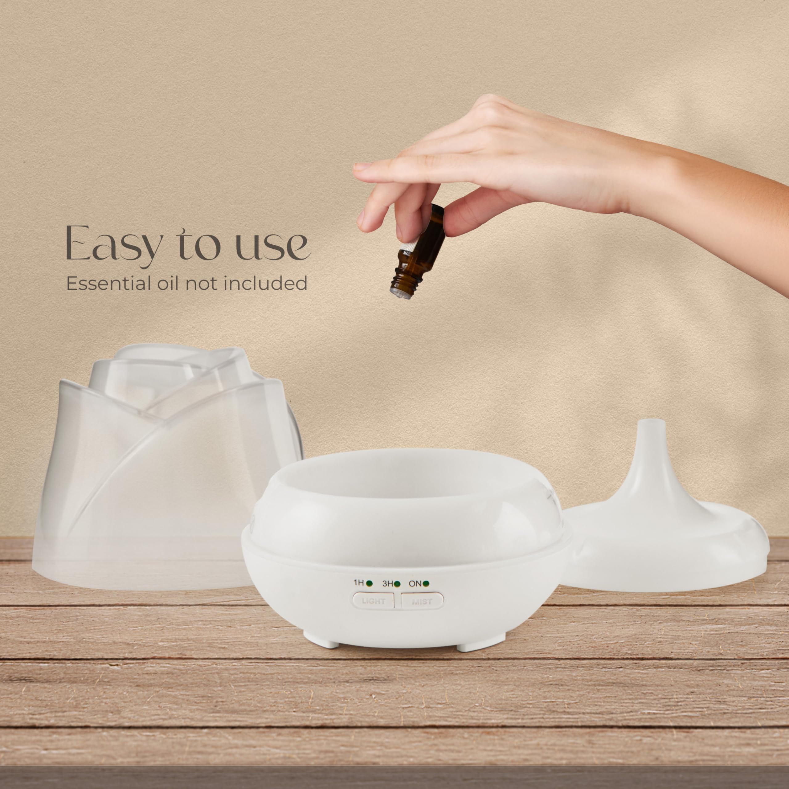 Earnest Living Rose Essential Oil Diffuser 150ml – USB Ultrasonic Humidifier, Frosted White
