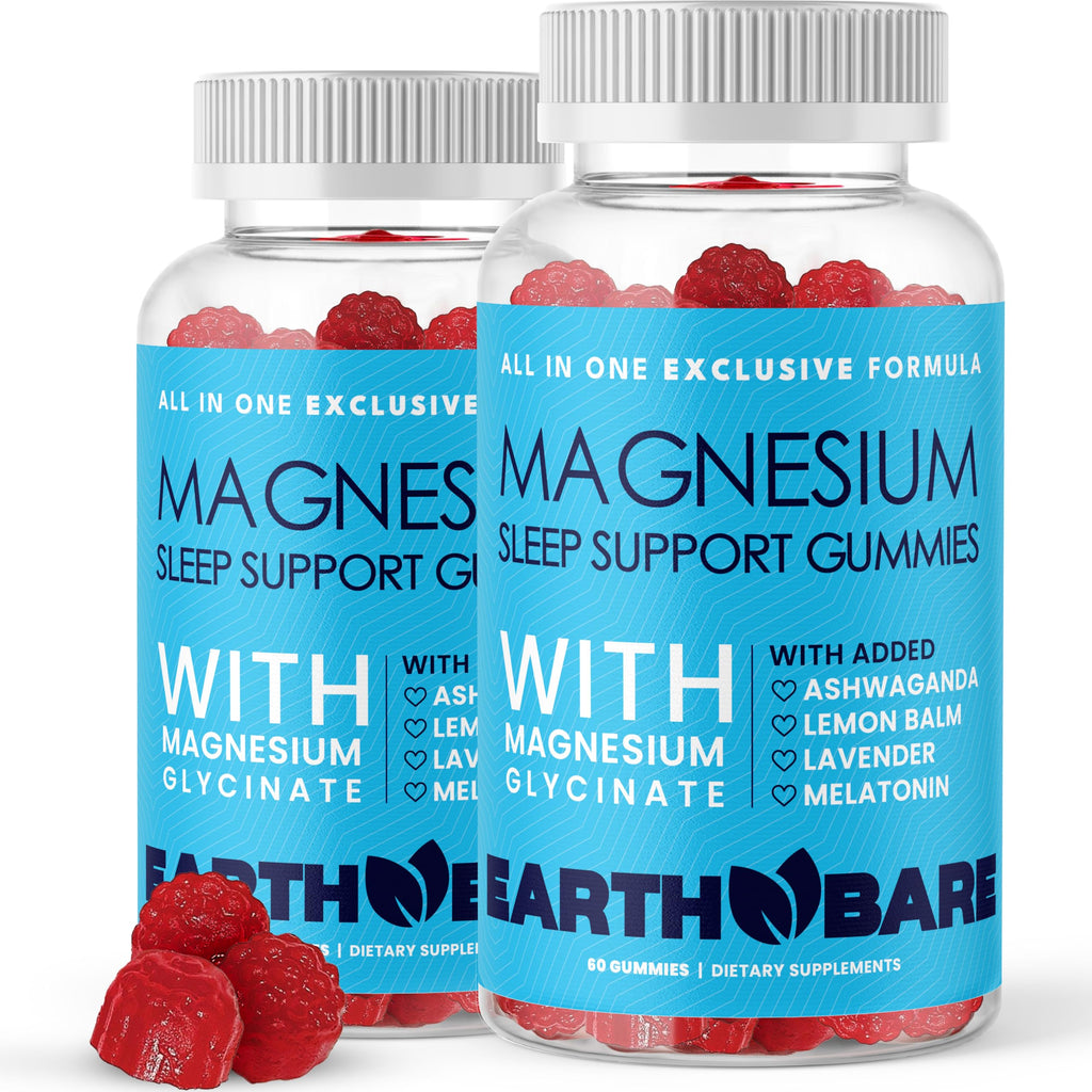 Earth Bare Sleep Gummies - Magnesium Glycinate, Melatonin & Ashwagandha (120 Count, 2-Month Supply)