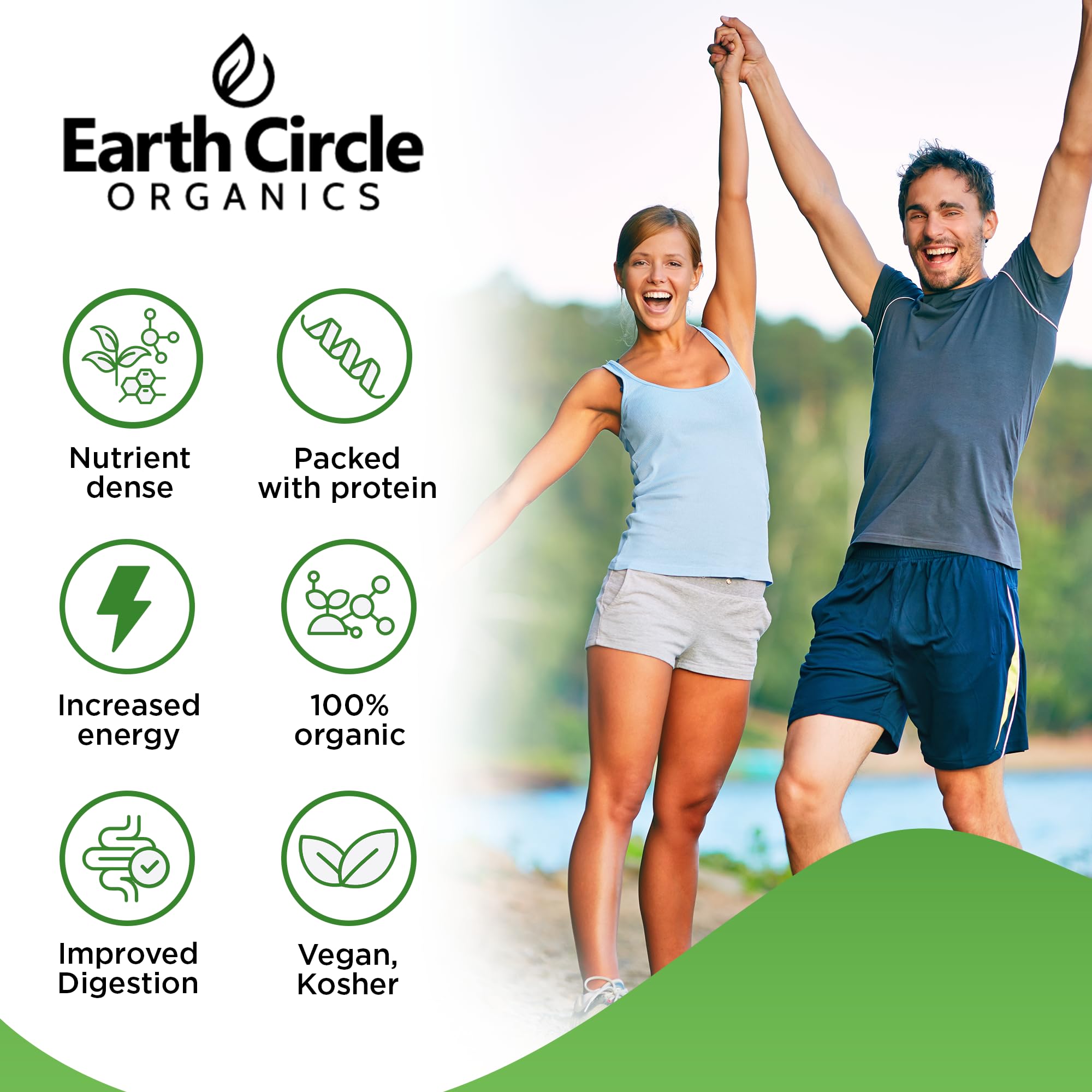 Earth Circle Organics Chlorella Powder – Kosher, Vegan, Broken Cell Wall, 4oz