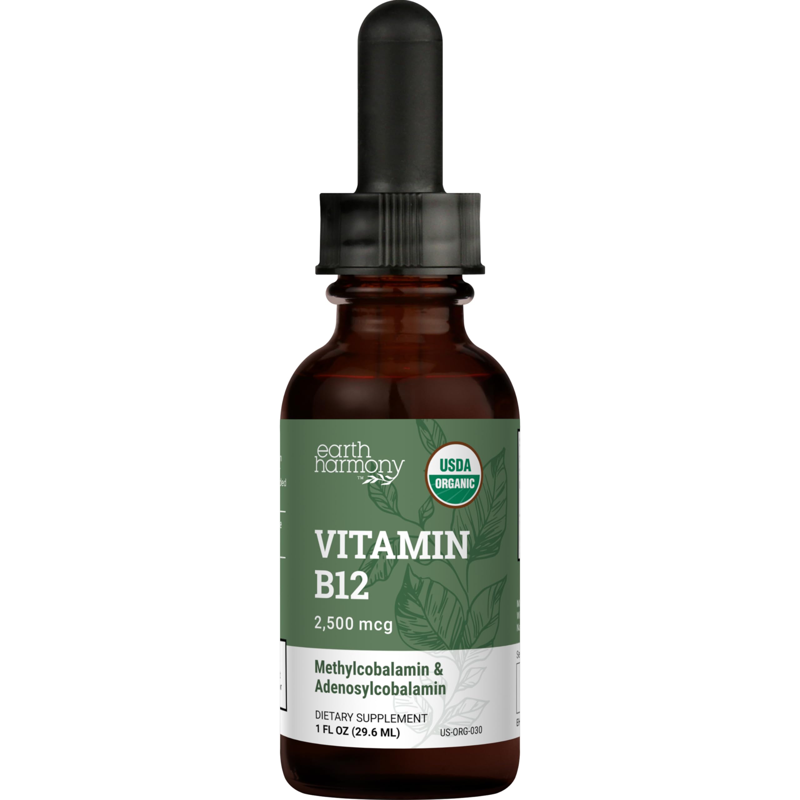 Earth Harmony Naturals Organic Vegan B12 Sublingual Liquid 2500mcg