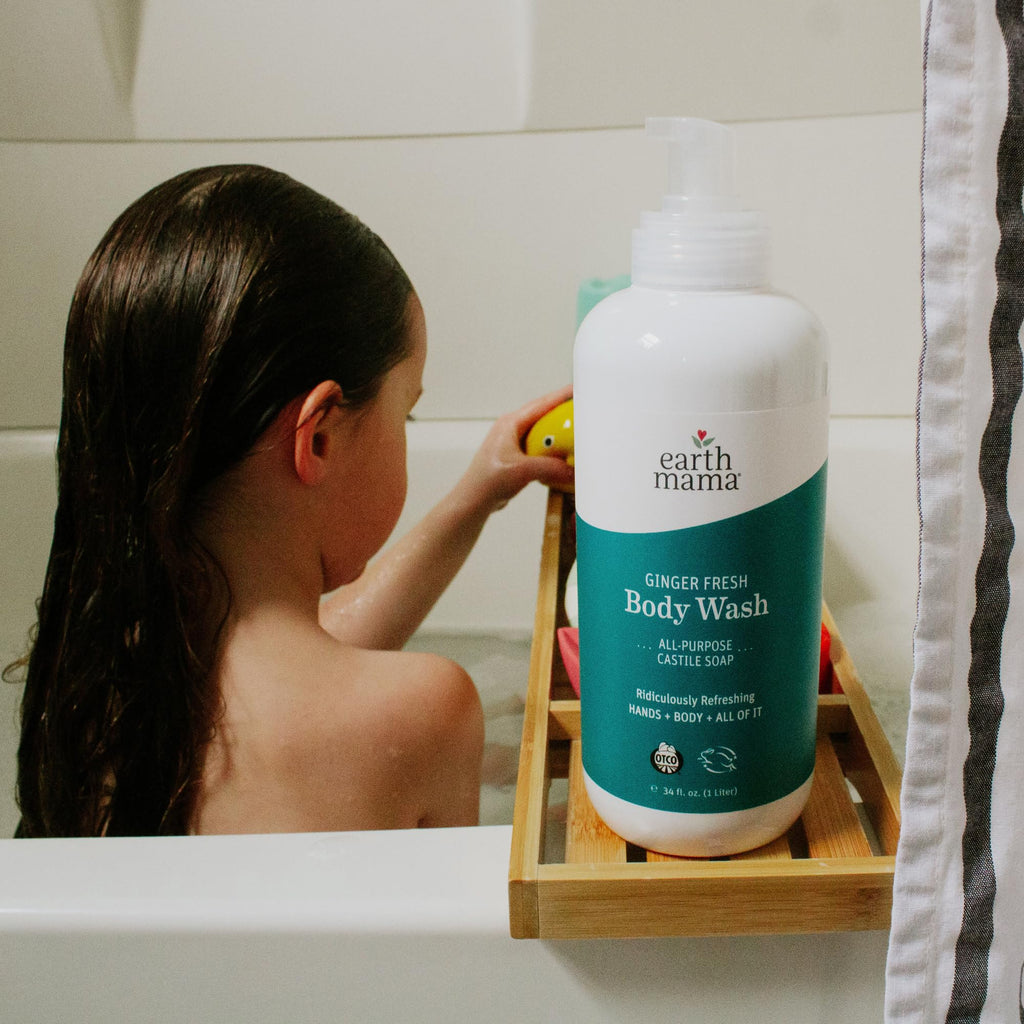 Earth Mama Ginger Fresh Hand & Body Wash | Castile Soap with Coconut Oil, Shea Butter, Calendula & Aloe (34 oz)