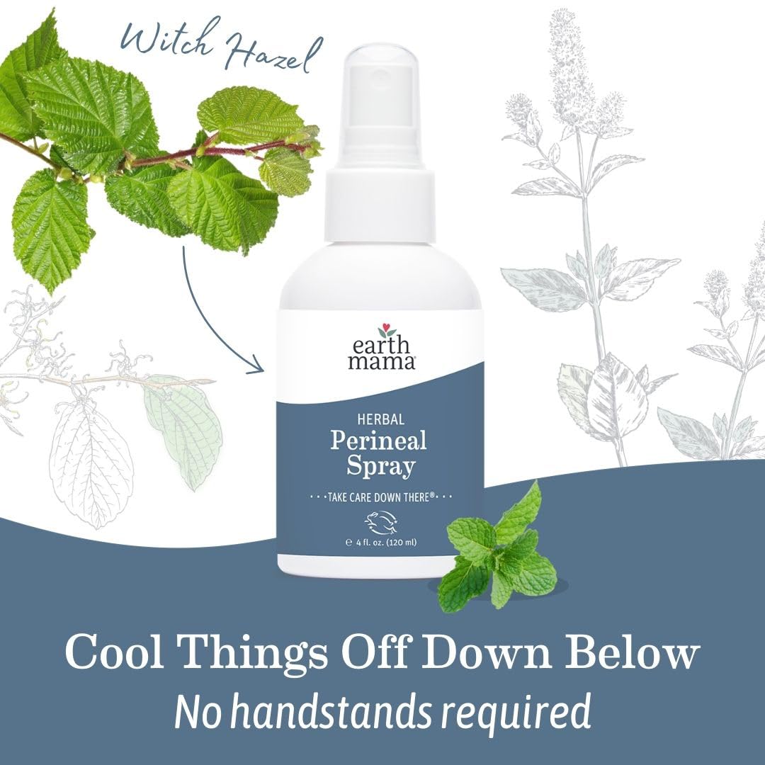 Earth Mama Herbal Perineal Spray – Pregnancy & Postpartum Cooling, Witch Hazel, 4 fl oz (2-pack)