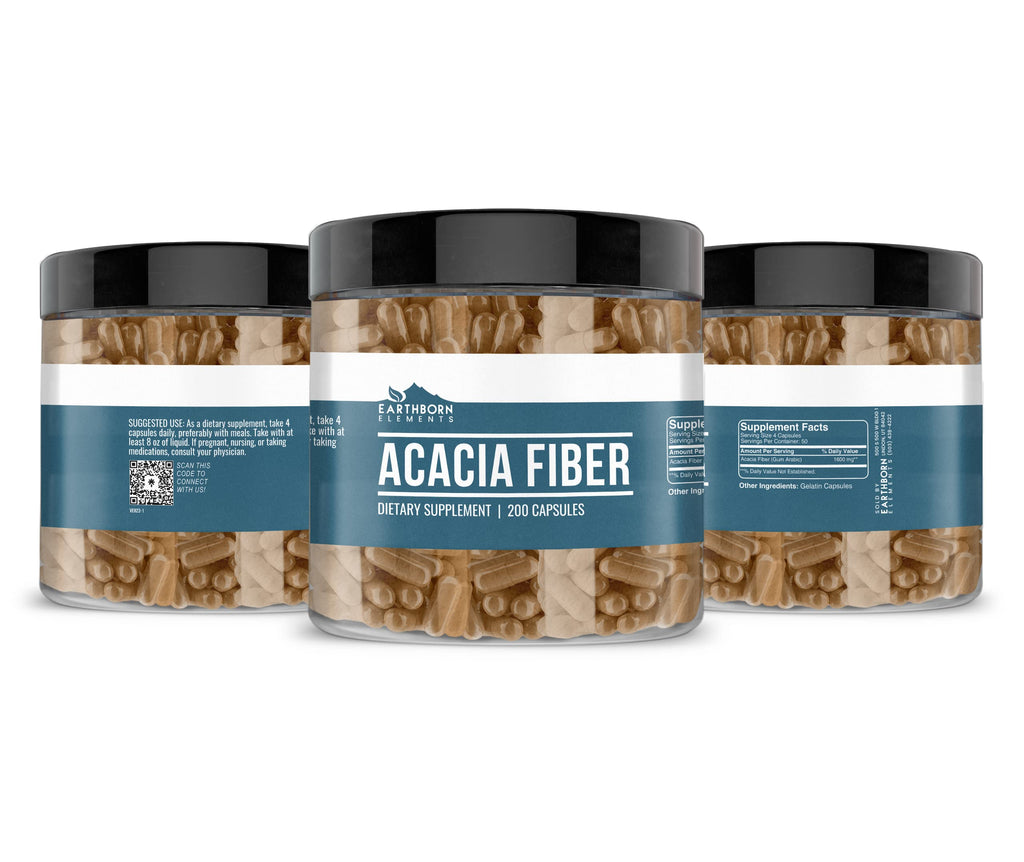 Earthborn Elements Acacia Fiber 200 Capsules – Pure & Undiluted, No Additives