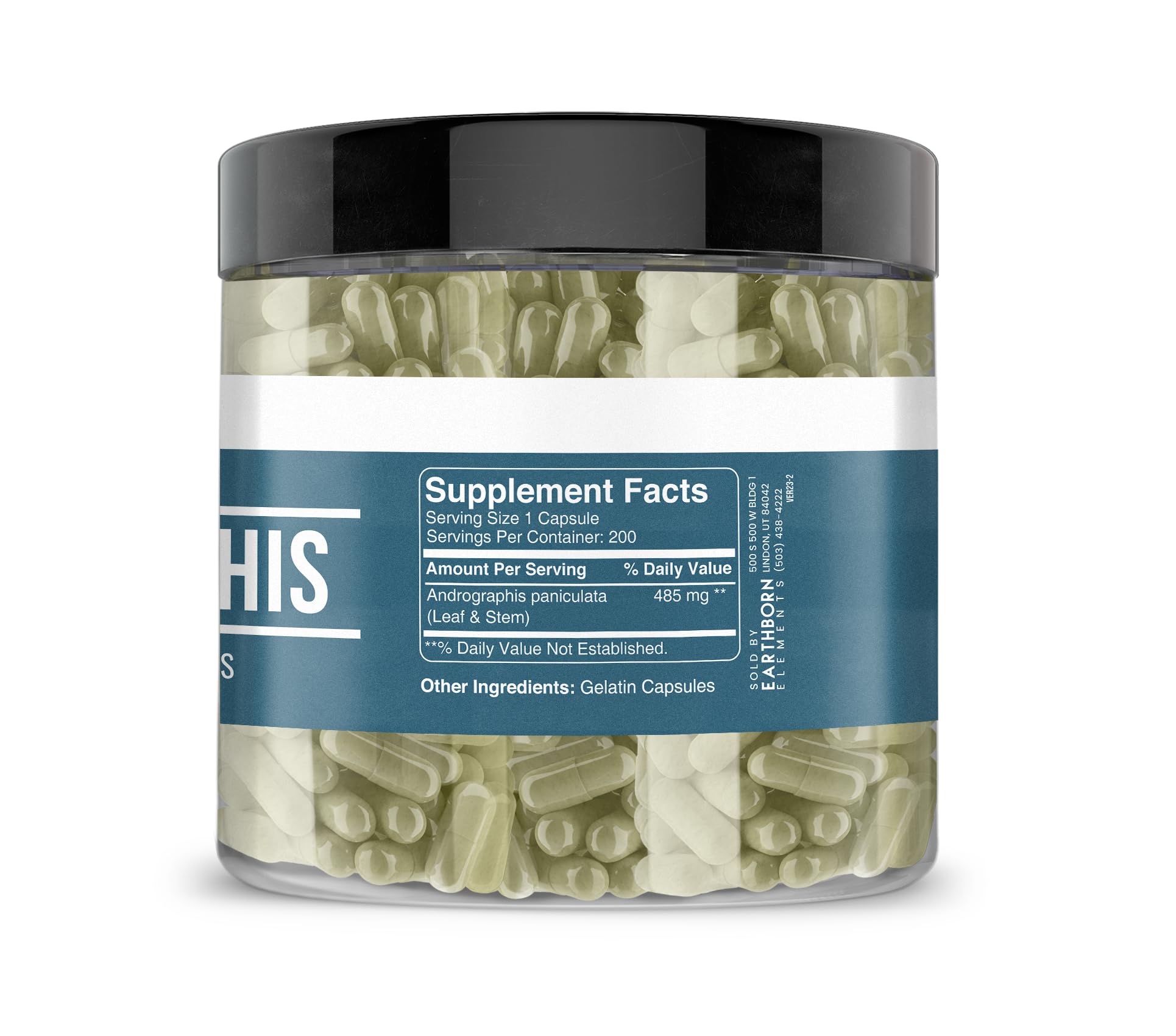 Earthborn Elements Andrographis Paniculata 200 Capsules – Pure & Undiluted, No Additives
