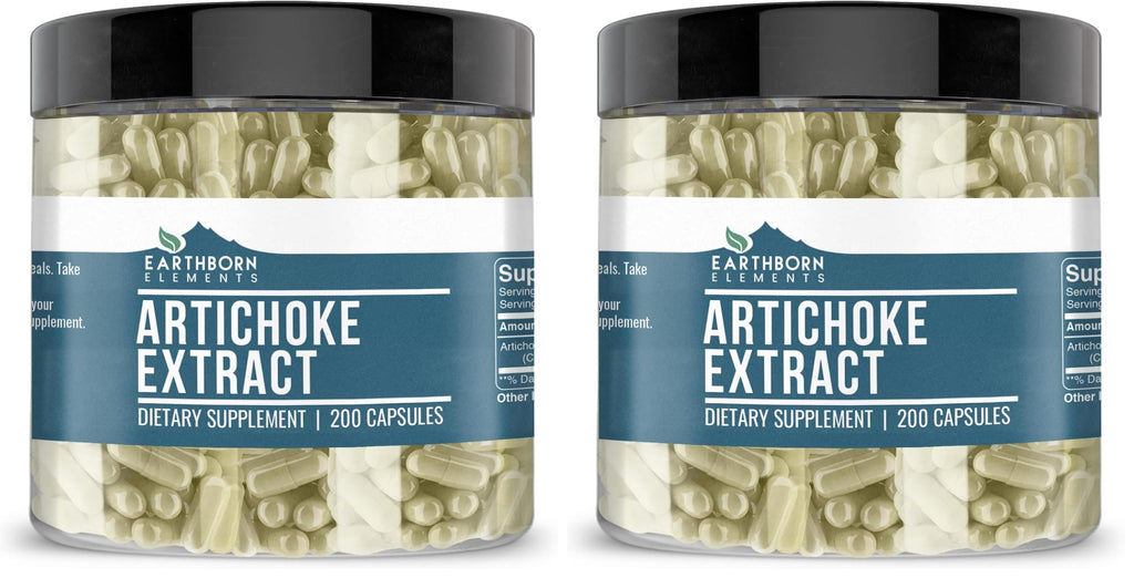 Earthborn Elements Artichoke Extract 200 Capsules – Pure & Undiluted, No Additives (Pack of 2)