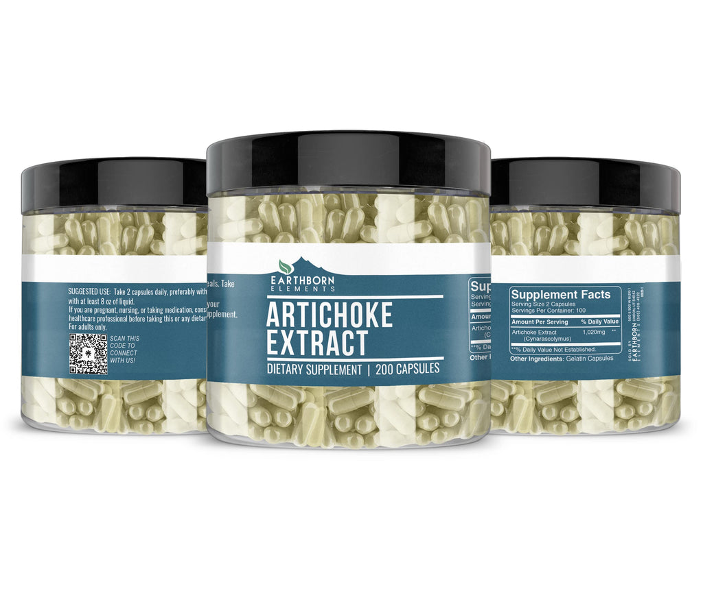 Earthborn Elements Artichoke Extract 200 Capsules – Pure & Undiluted, No Additives (Pack of 2)