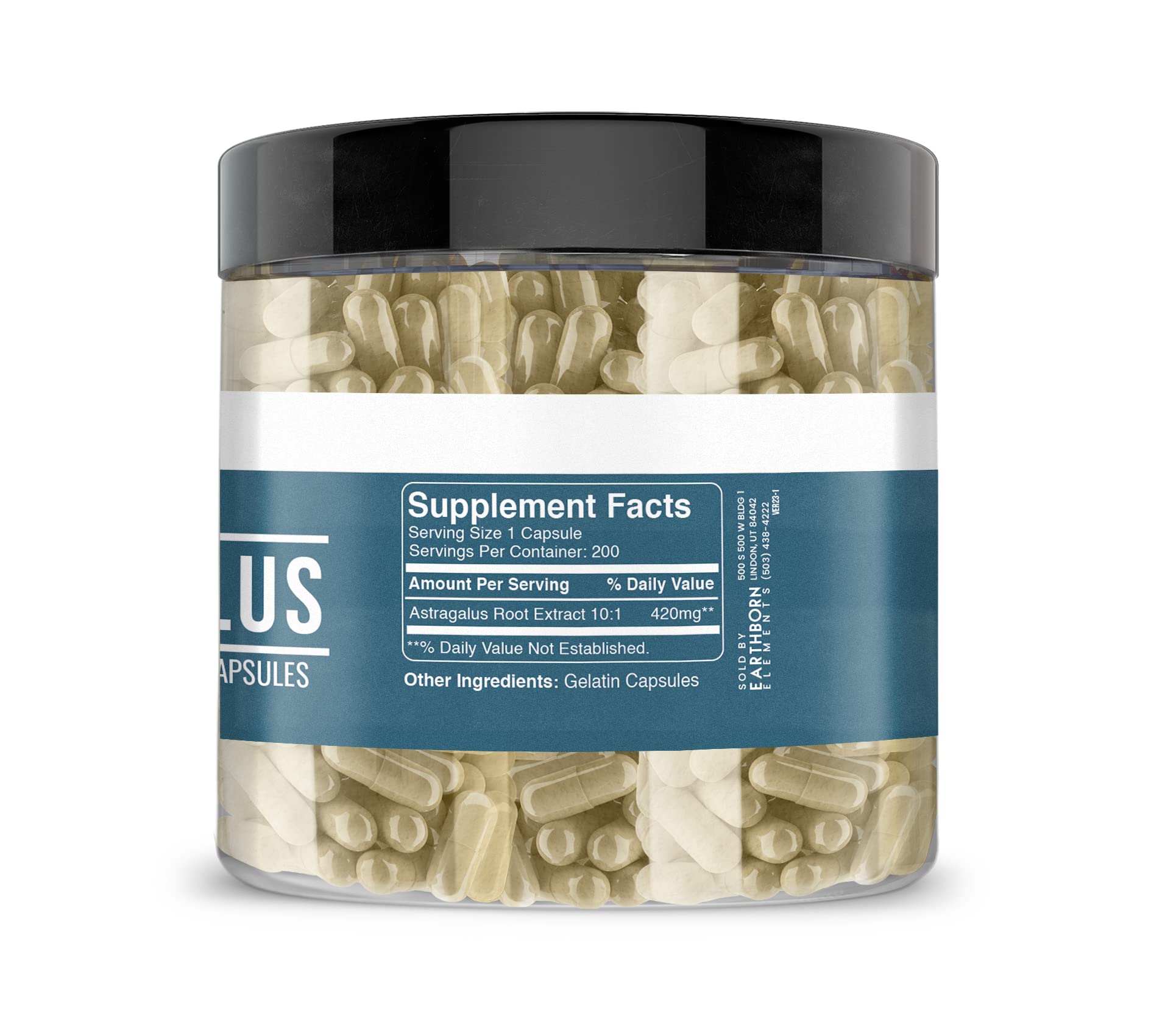 Earthborn Elements Astragalus Extract 200 Capsules – Pure, Undiluted, No Additives