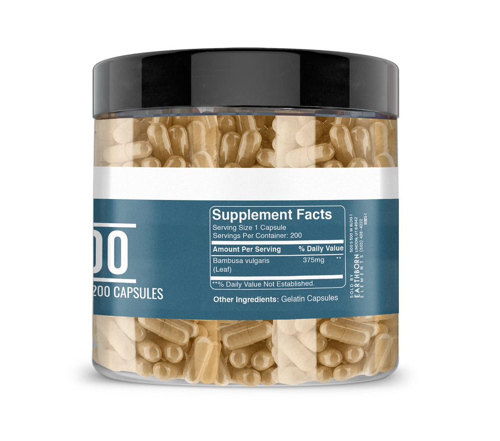 Earthborn Elements Bamboo 200 Capsules – Pure & Undiluted, No Additives