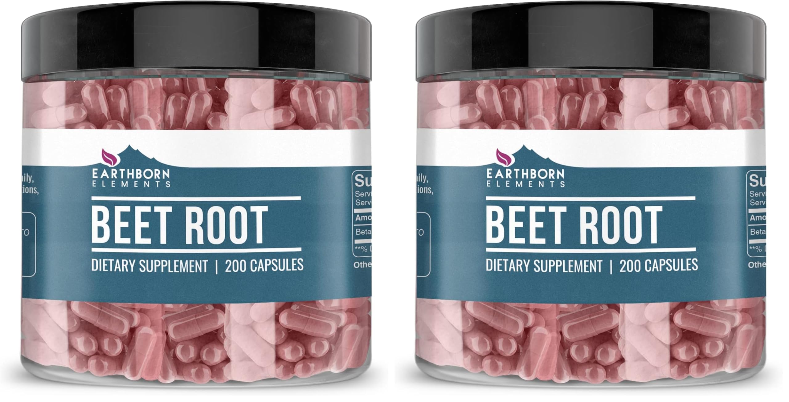 Earthborn Elements Beet Root Capsules – 200 Count per Bottle (Pack of 2) – Pure & Undiluted, No Additives