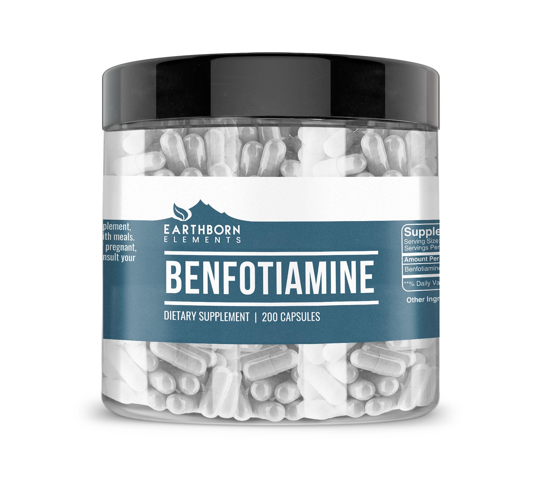 Earthborn Elements Benfotiamine 200 Capsules – Pure & Undiluted, No Additives
